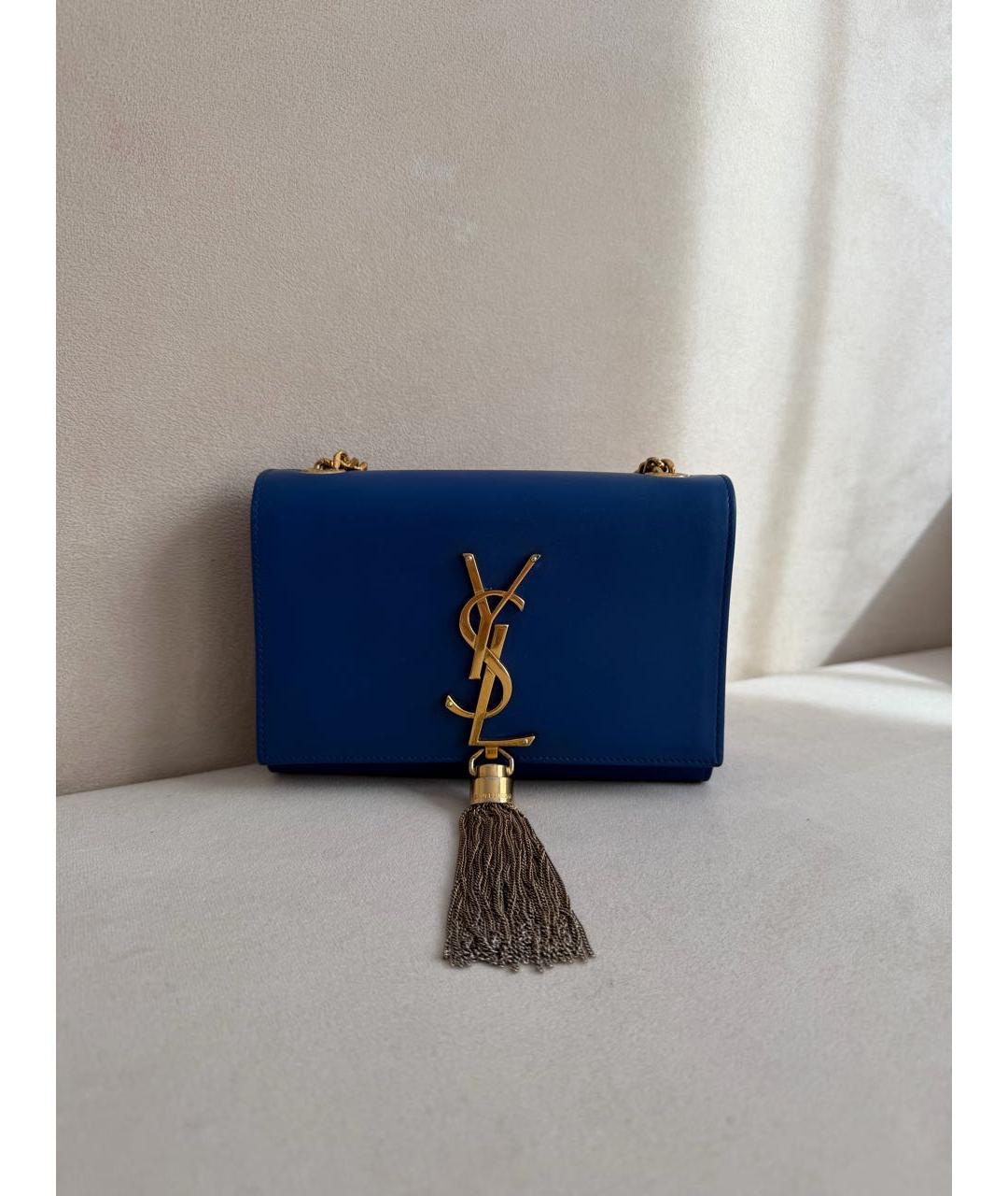 SAINT LAURENT Синяя кожаная сумка через плечо, фото 9