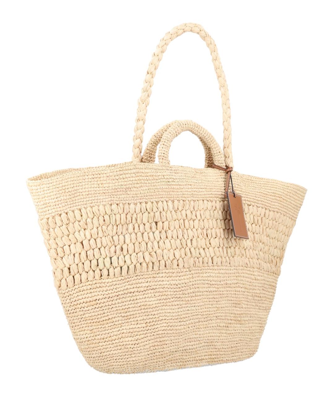 MANEBI Бежевая пелетеная сумка тоут, фото 2