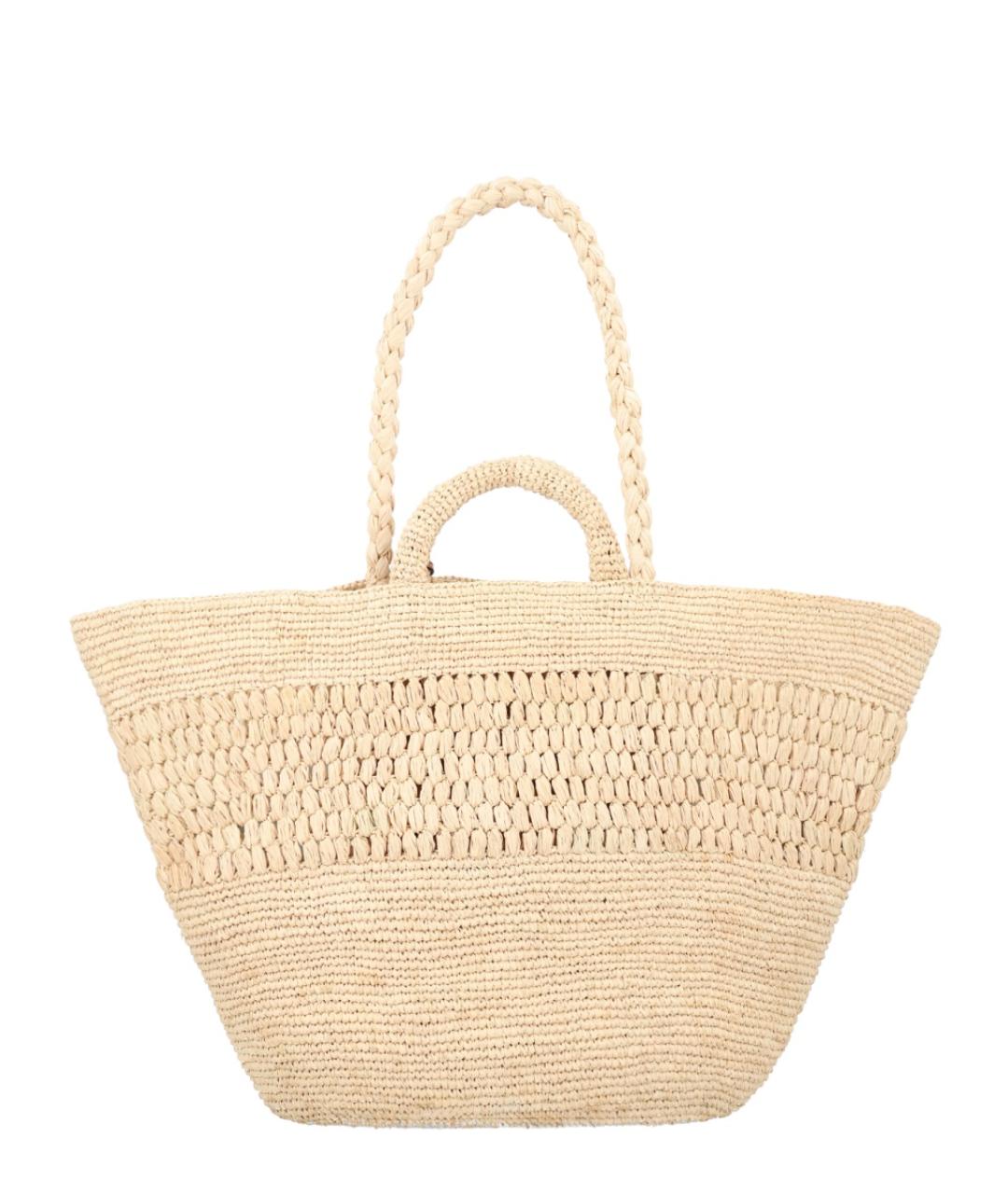 MANEBI Бежевая пелетеная сумка тоут, фото 3