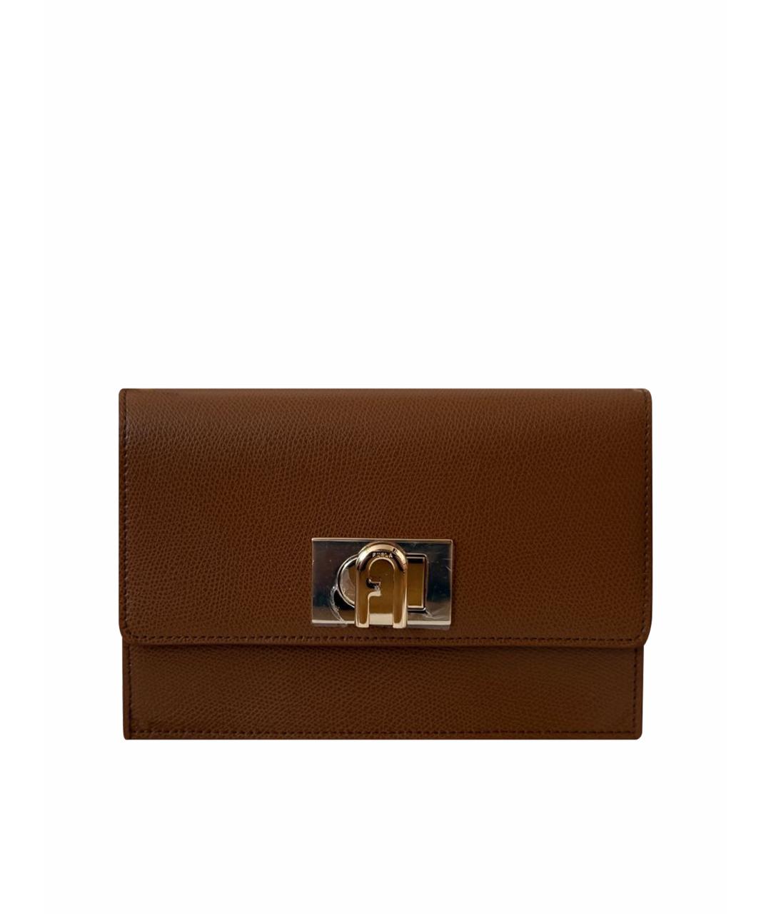 FURLA Коричневая кожаная сумка через плечо, фото 1