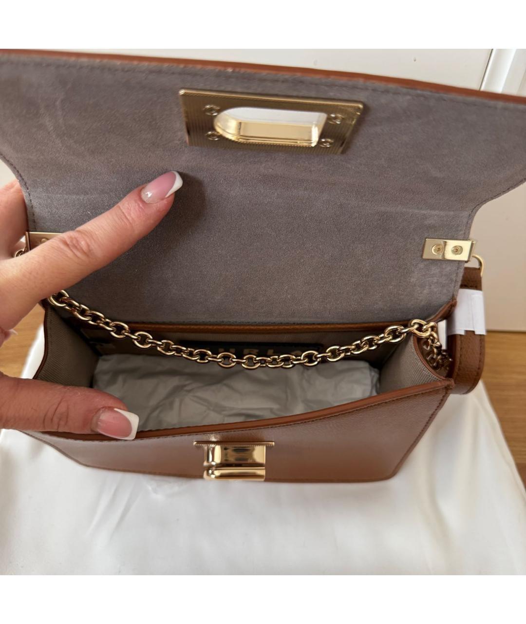 FURLA Коричневая кожаная сумка через плечо, фото 4