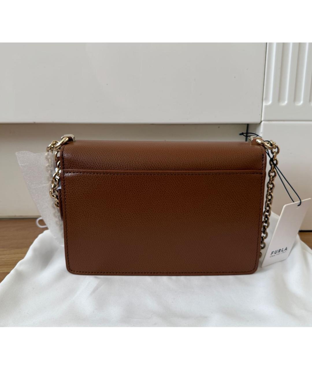 FURLA Коричневая кожаная сумка через плечо, фото 3