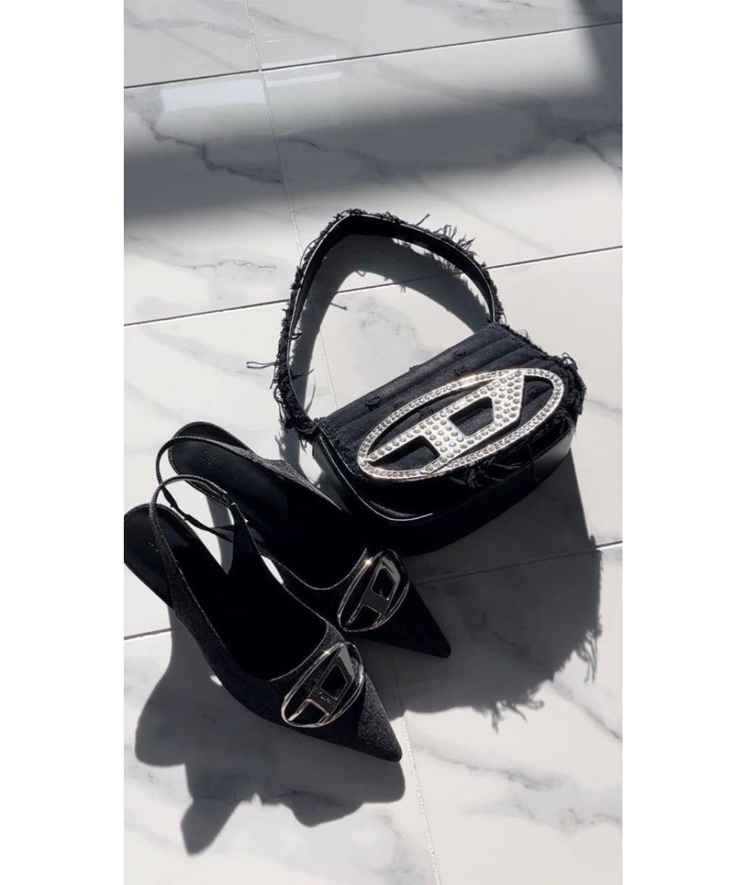 DIESEL Черная деним сумка с короткими ручками, фото 2