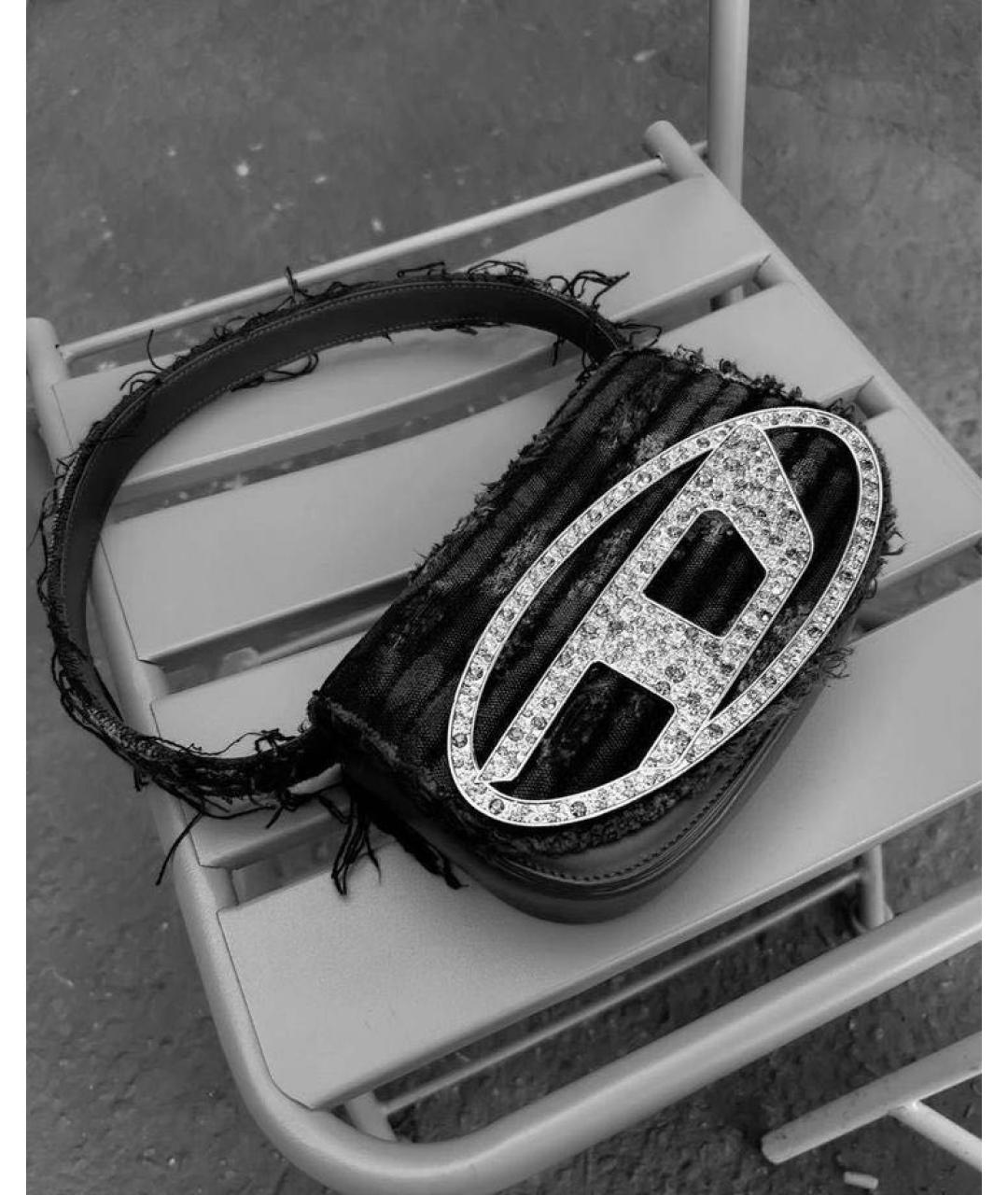 DIESEL Черная деним сумка с короткими ручками, фото 3