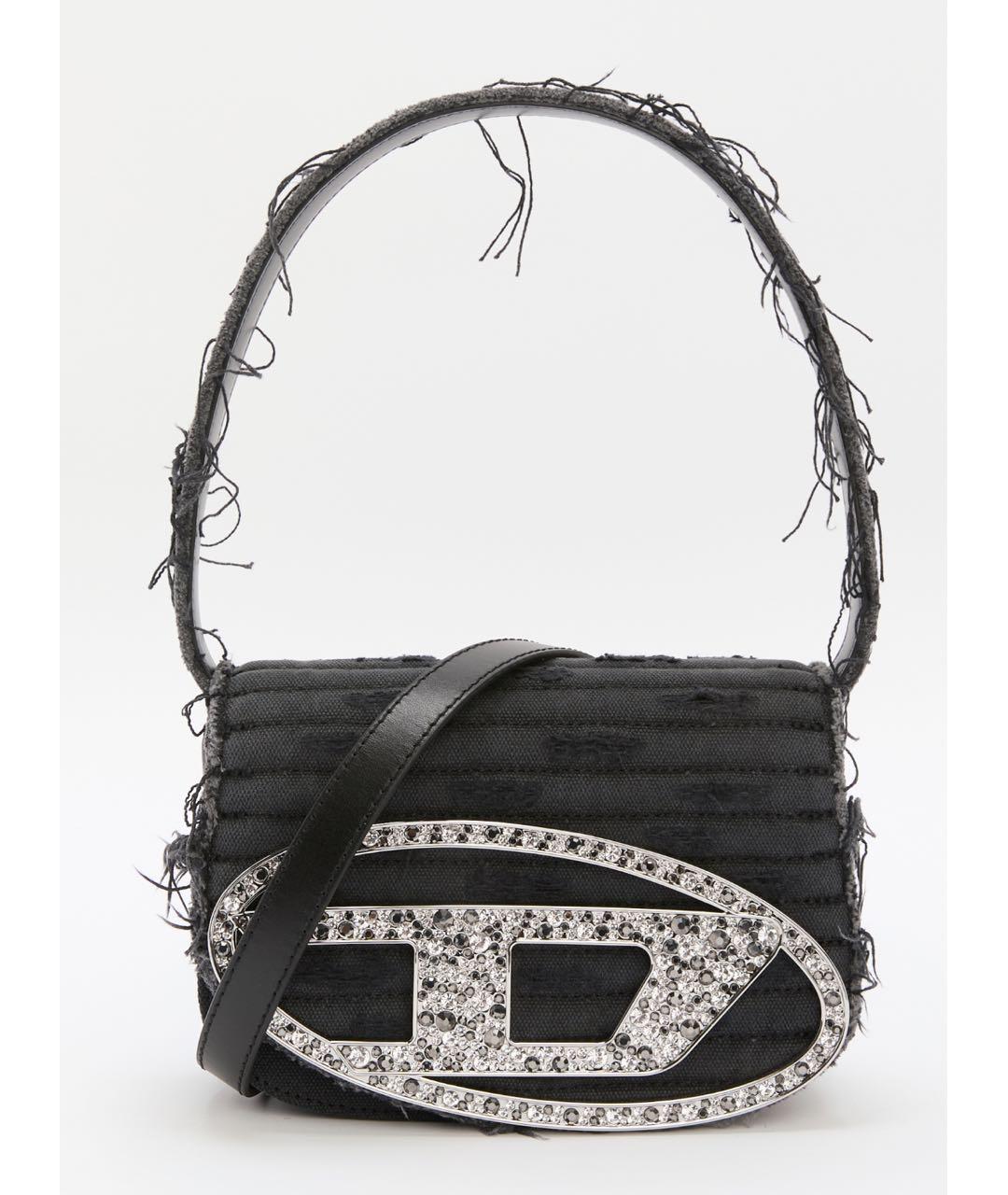 DIESEL Черная деним сумка с короткими ручками, фото 5