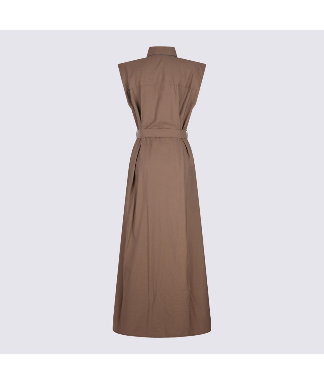 BRUNELLO CUCINELLI Коричневое хлопковое повседневное платье, фото 2