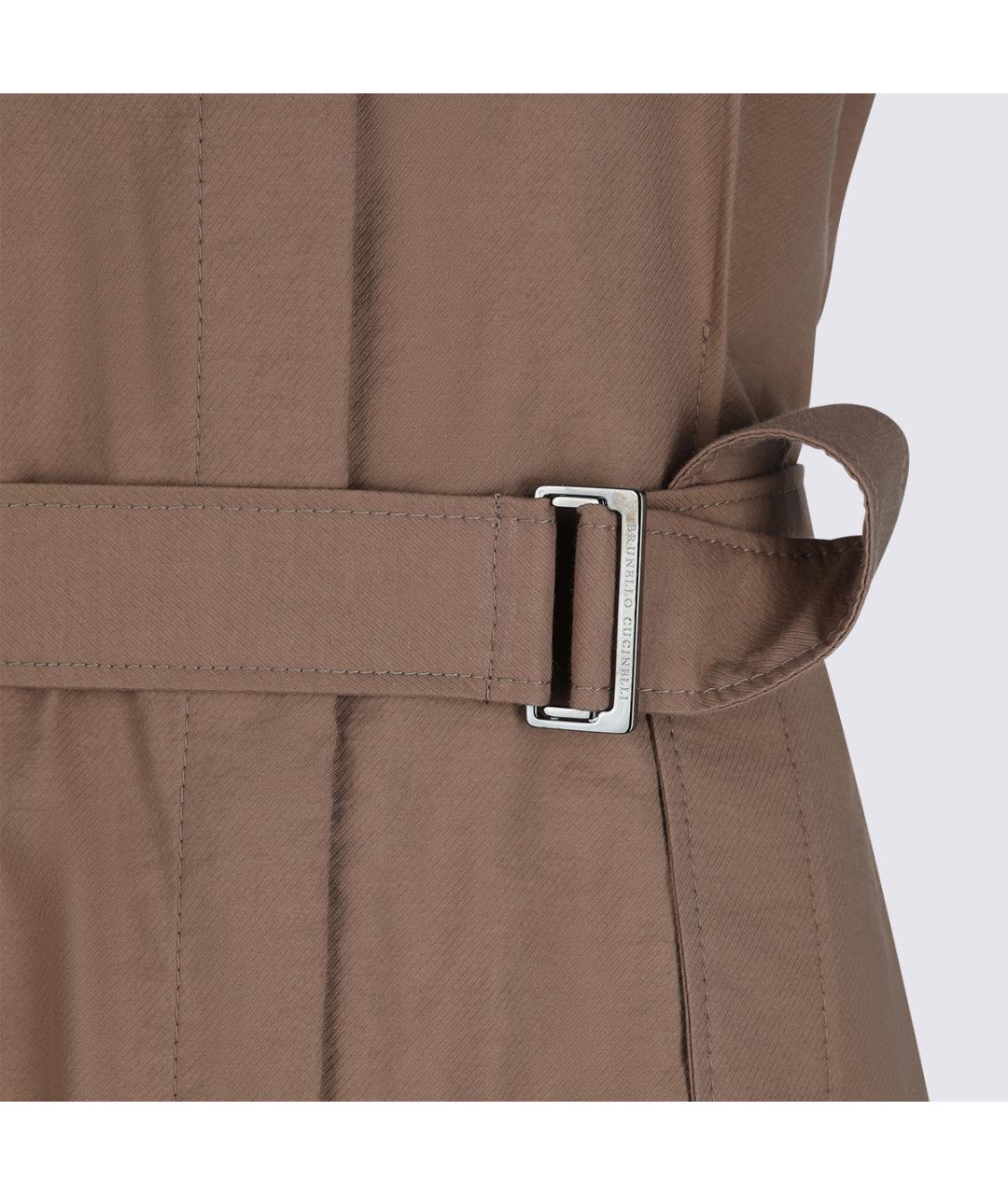 BRUNELLO CUCINELLI Коричневое хлопковое повседневное платье, фото 4