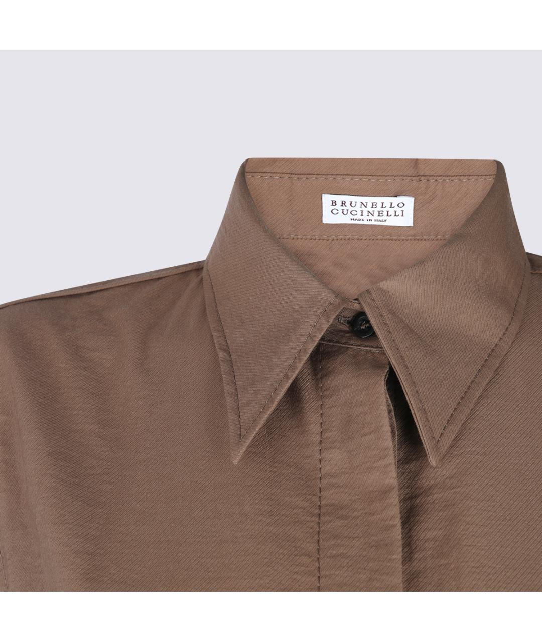 BRUNELLO CUCINELLI Коричневое хлопковое повседневное платье, фото 3