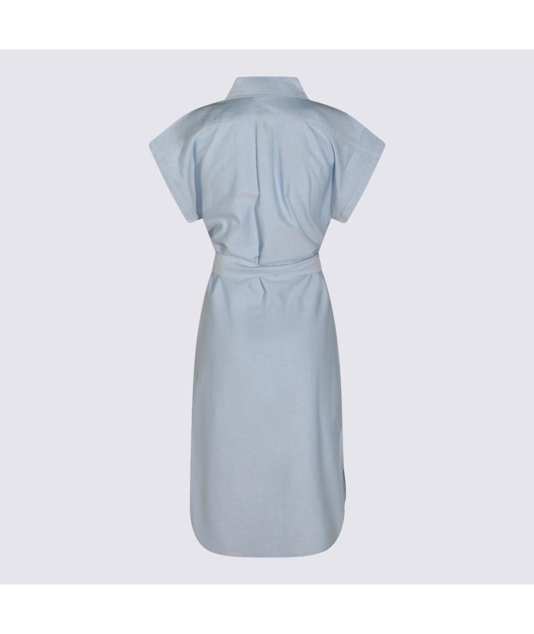 POLO RALPH LAUREN Синее хлопковое повседневное платье, фото 2