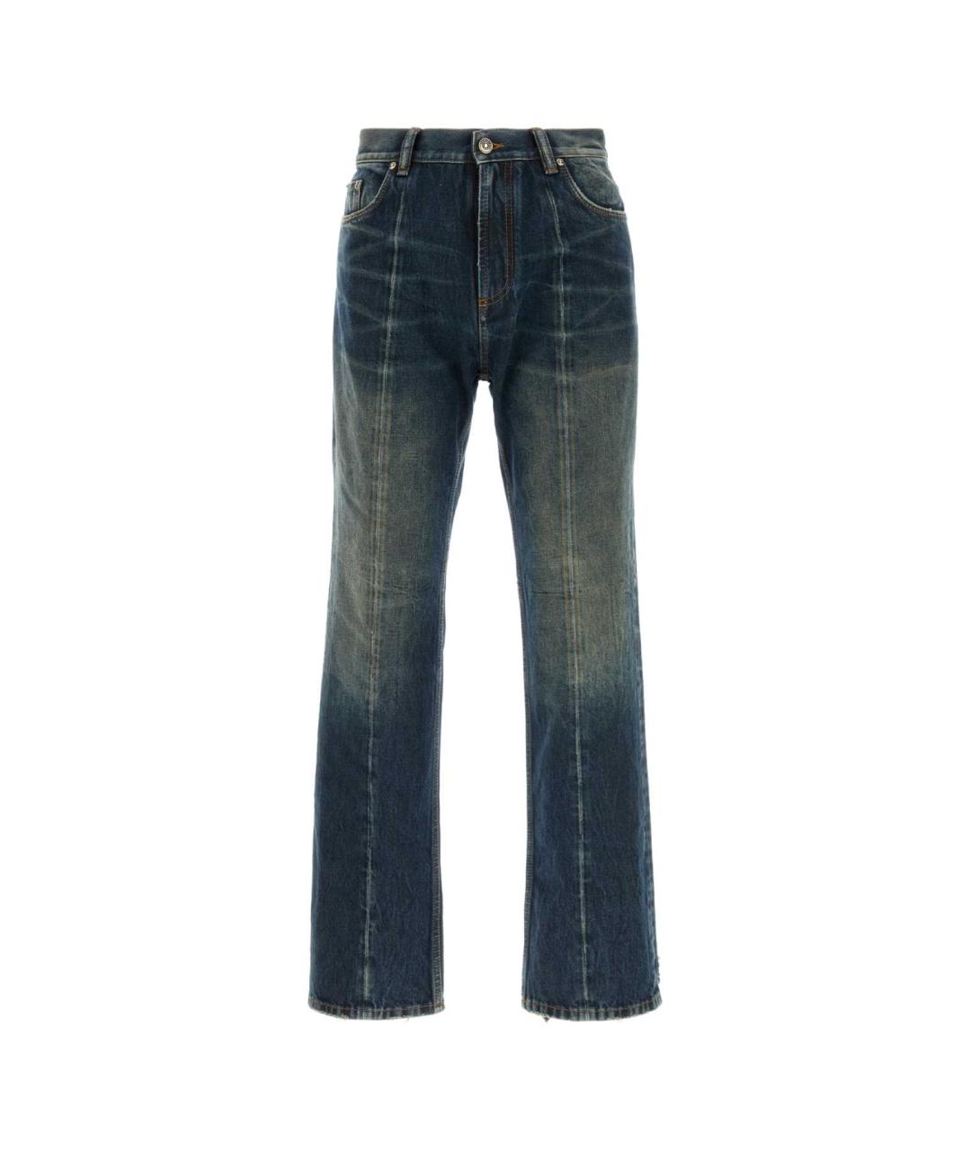 VERSACE Синие хлопковые прямые джинсы, фото 1