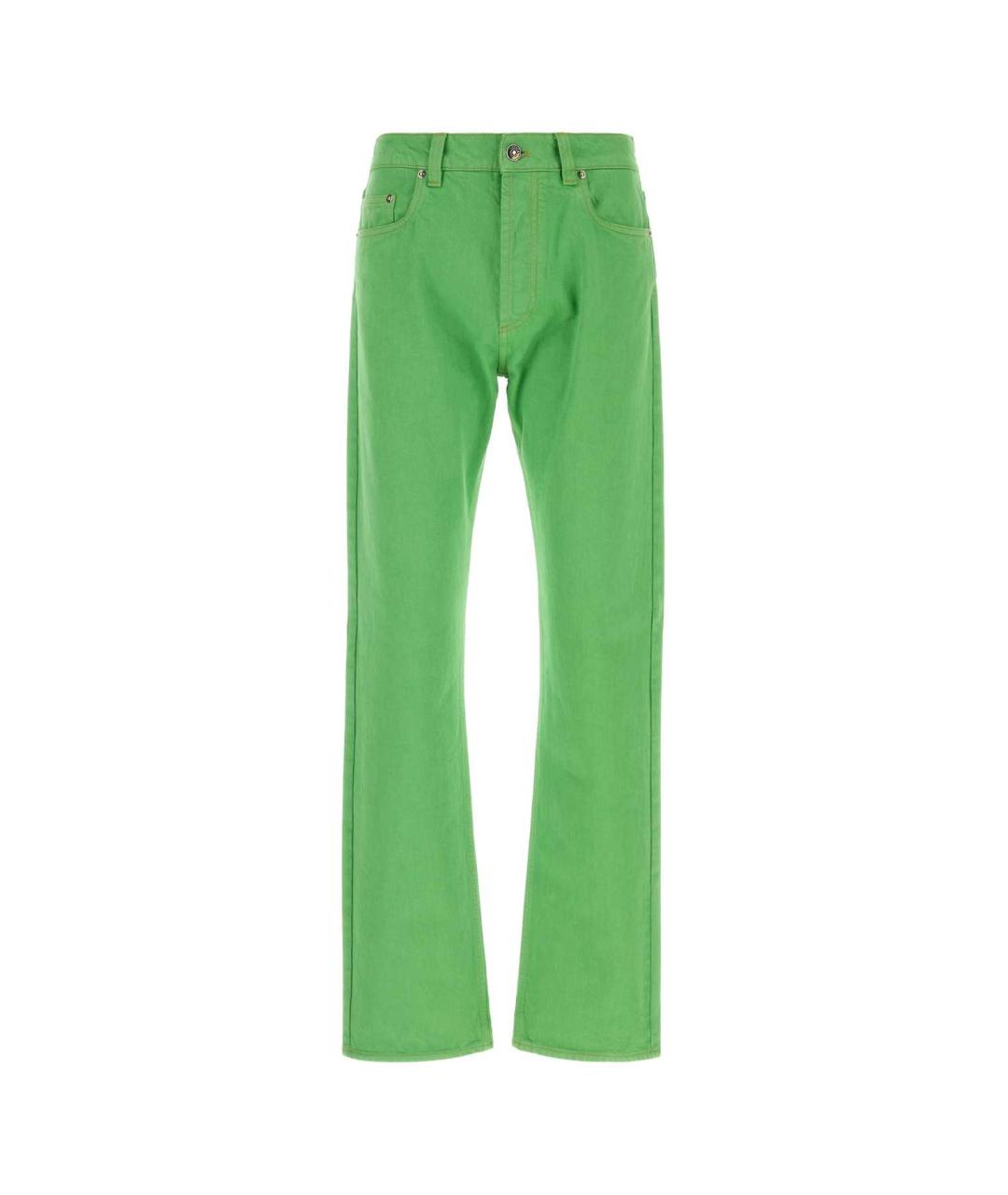 VERSACE Зеленые хлопковые повседневные брюки, фото 1