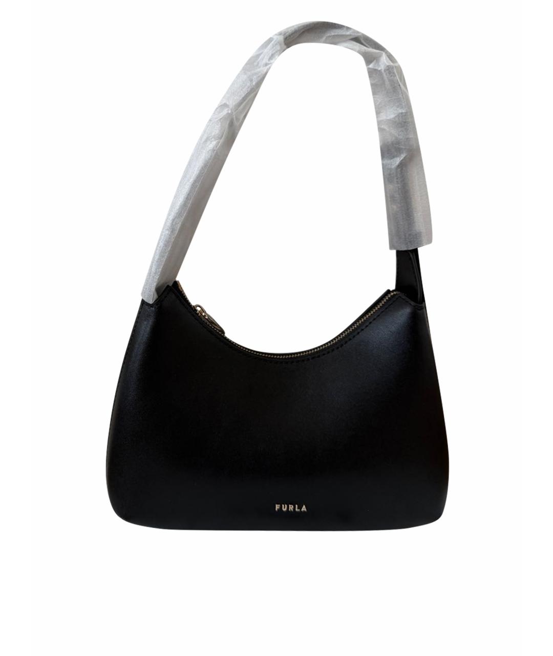 FURLA Черная кожаная сумка с короткими ручками, фото 1