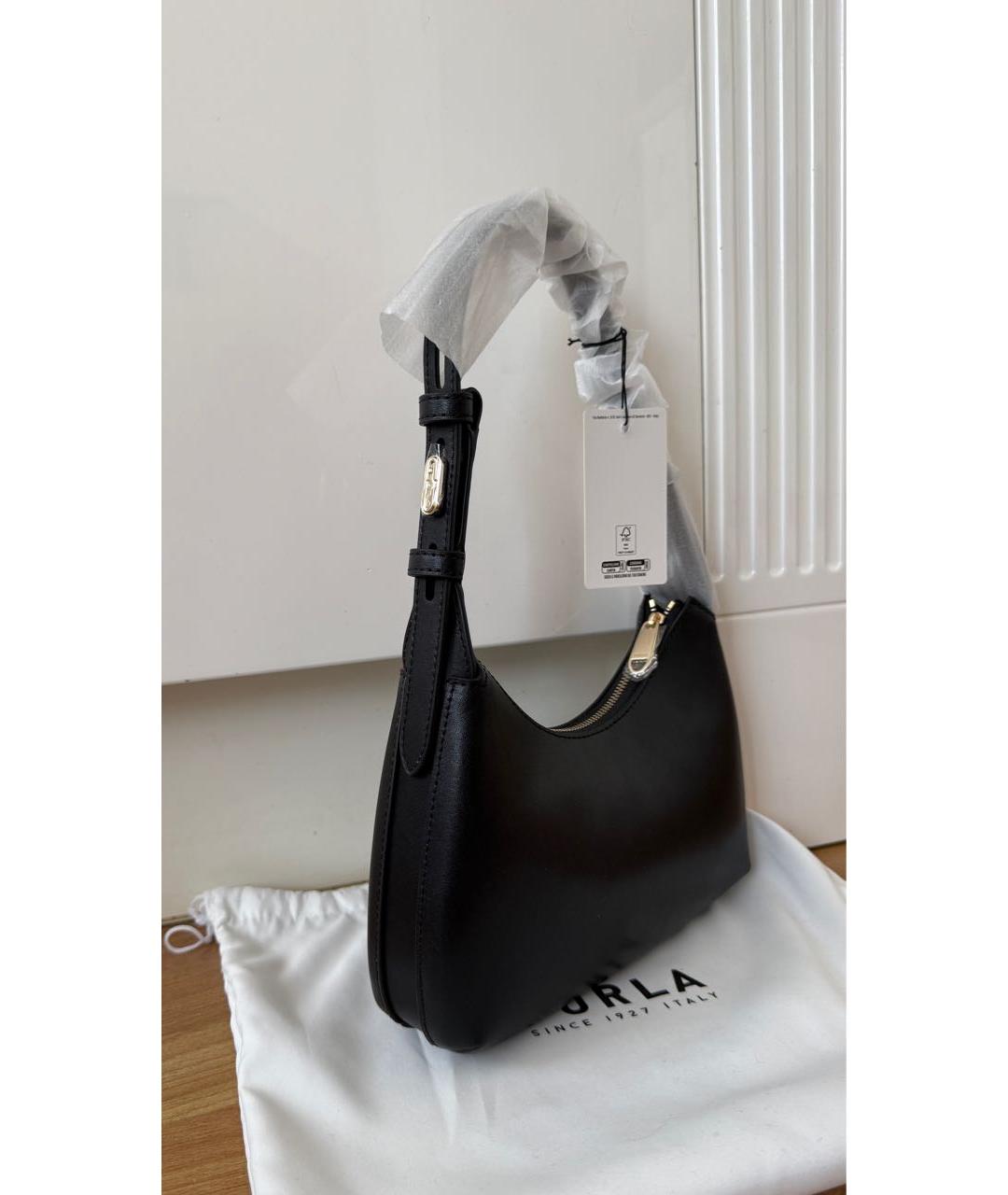 FURLA Черная кожаная сумка с короткими ручками, фото 5