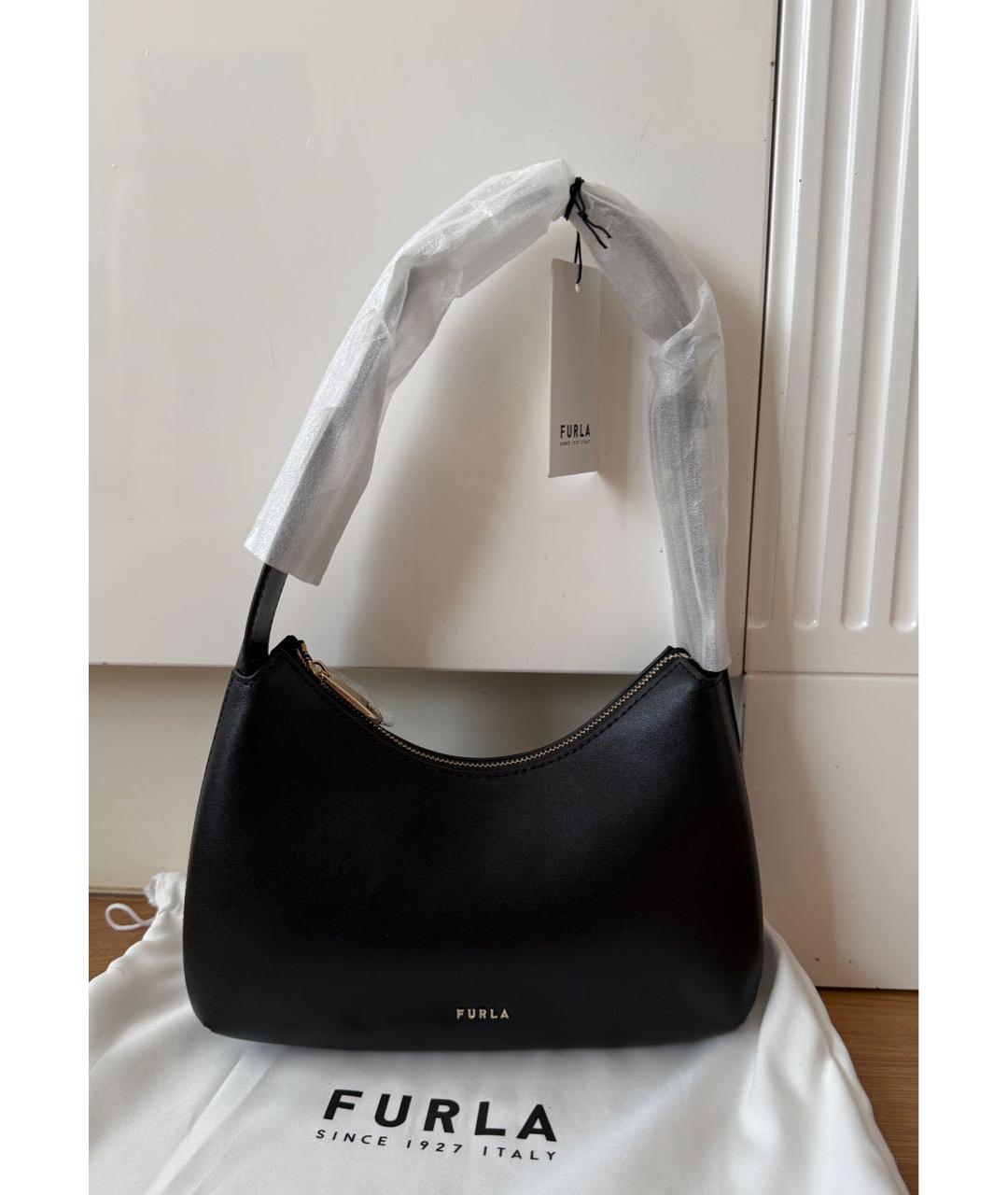 FURLA Черная кожаная сумка с короткими ручками, фото 6