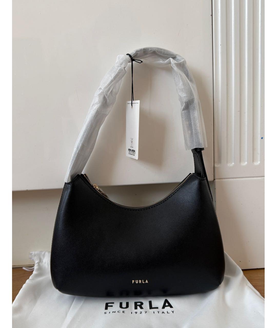 FURLA Черная кожаная сумка с короткими ручками, фото 7