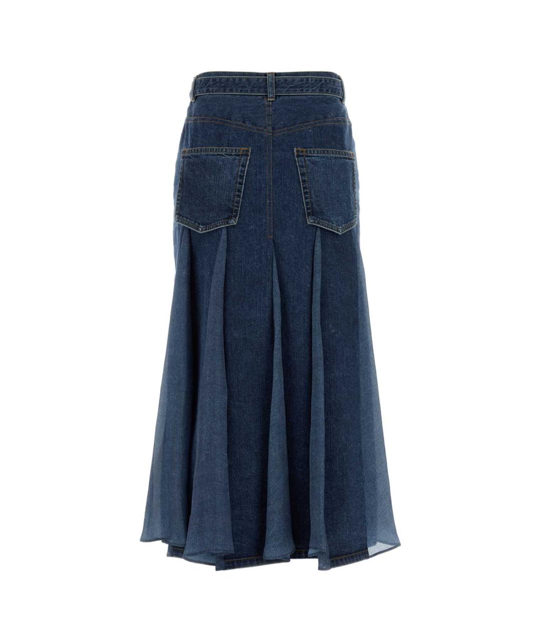 SACAI Синяя хлопковая юбка миди, фото 2