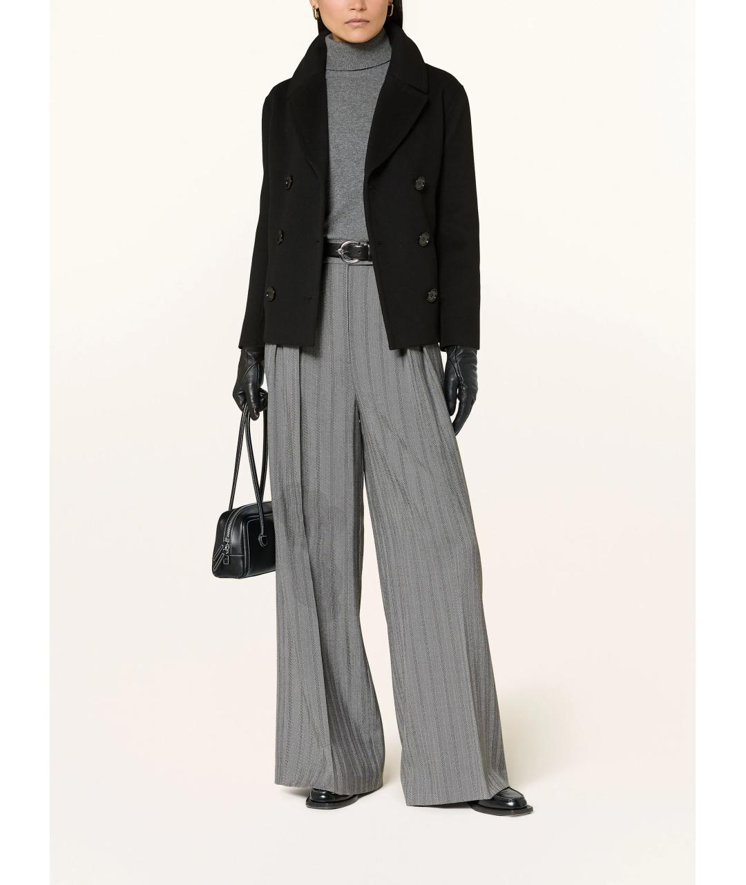 'S MAX MARA Черное льняное пальто, фото 3