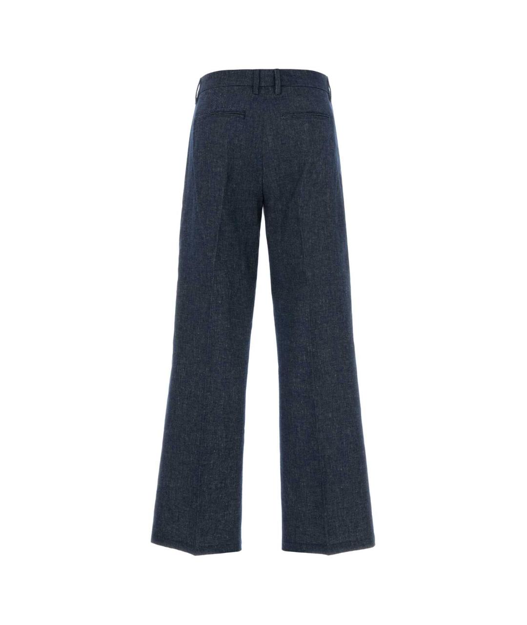 'S MAX MARA Синие хлопковые прямые брюки, фото 2