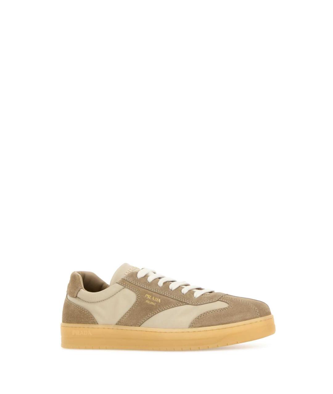 PRADA Бежевые замшевые низкие кроссовки / кеды, фото 2
