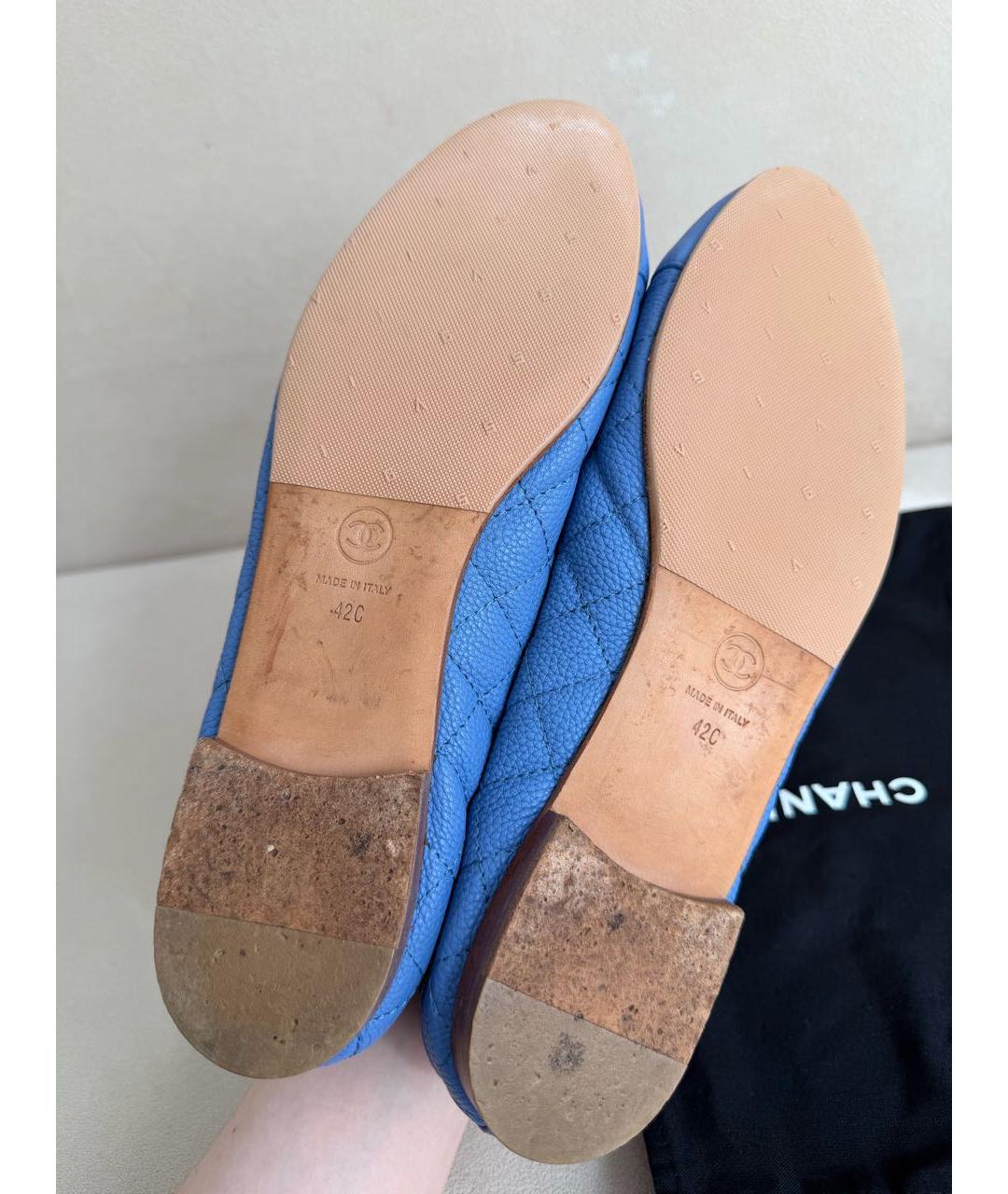 CHANEL Голубые кожаные балетки, фото 5