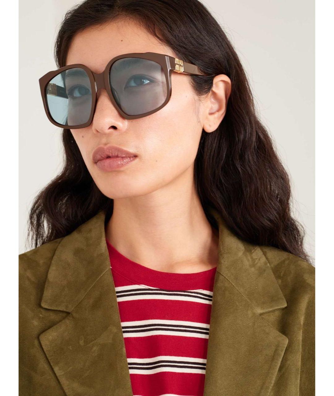 MIU MIU Коричневые пластиковые солнцезащитные очки, фото 2