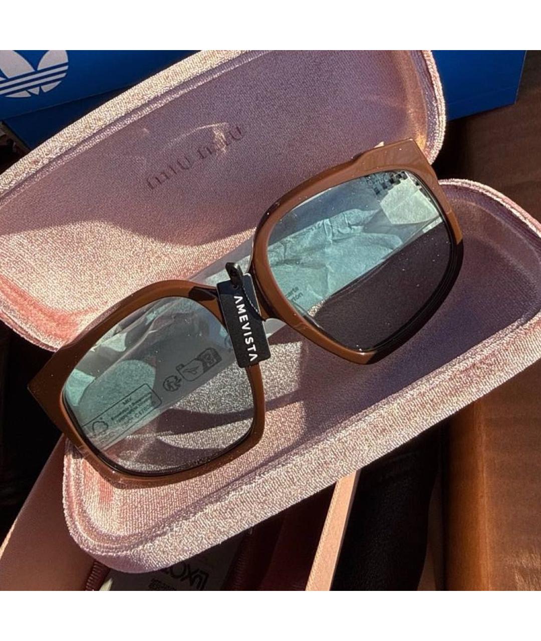 MIU MIU Коричневые пластиковые солнцезащитные очки, фото 7