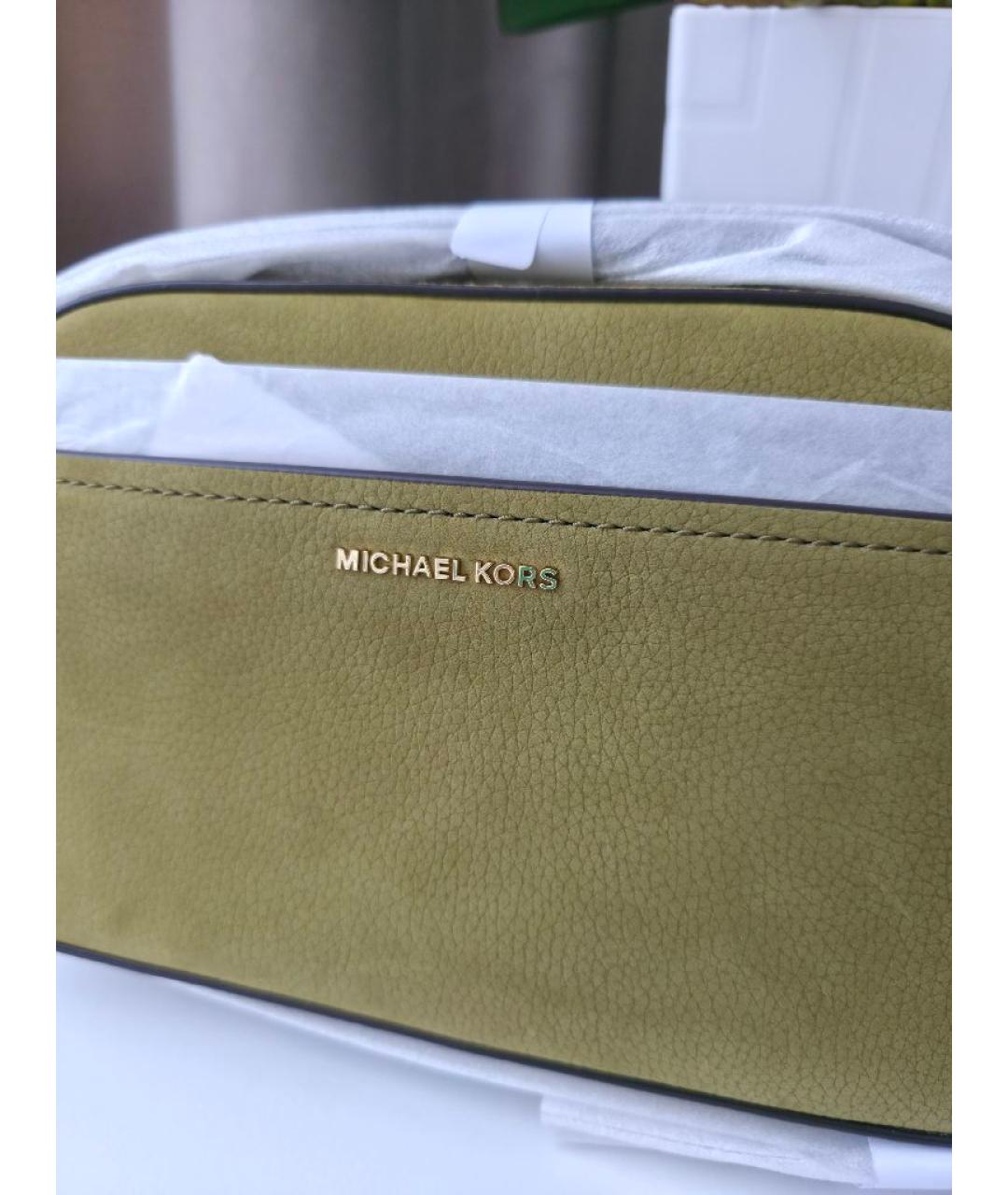 MICHAEL KORS Зеленая кожаная сумка через плечо, фото 5