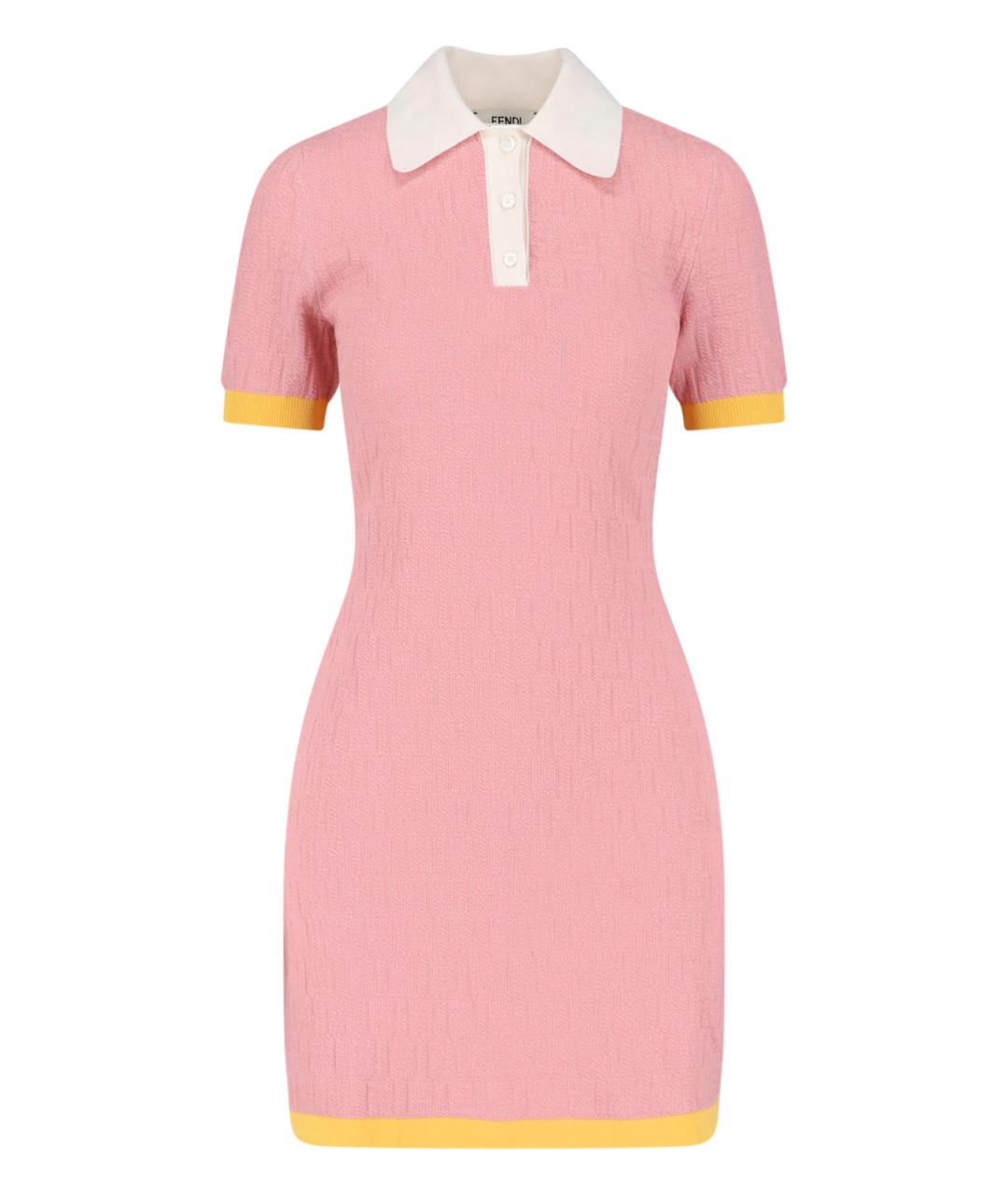 FENDI Розовое хлопковое повседневное платье, фото 1