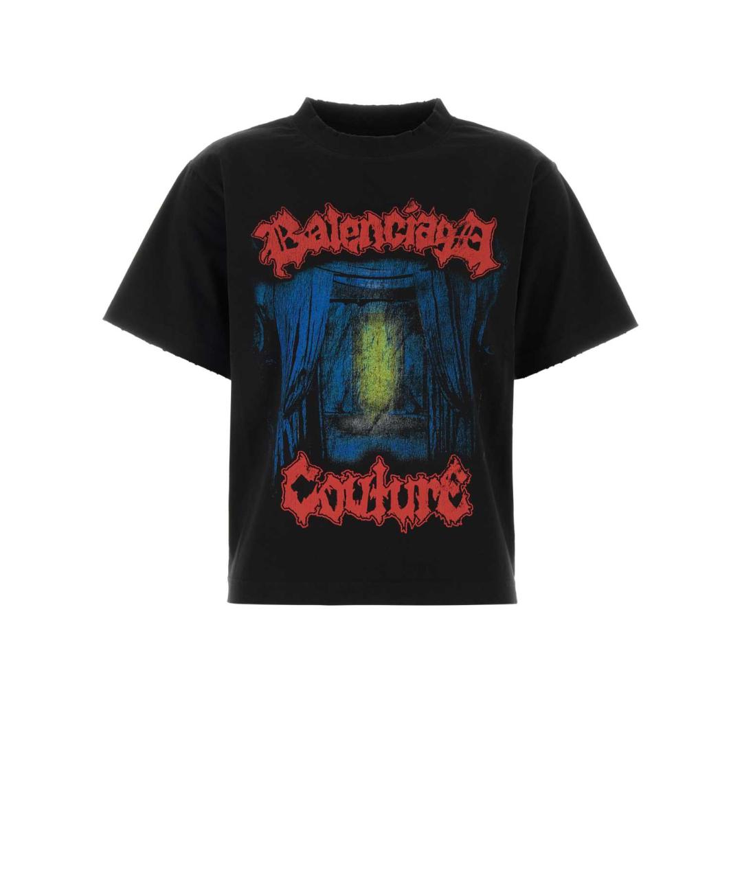 BALENCIAGA Черная хлопковая футболка, фото 3