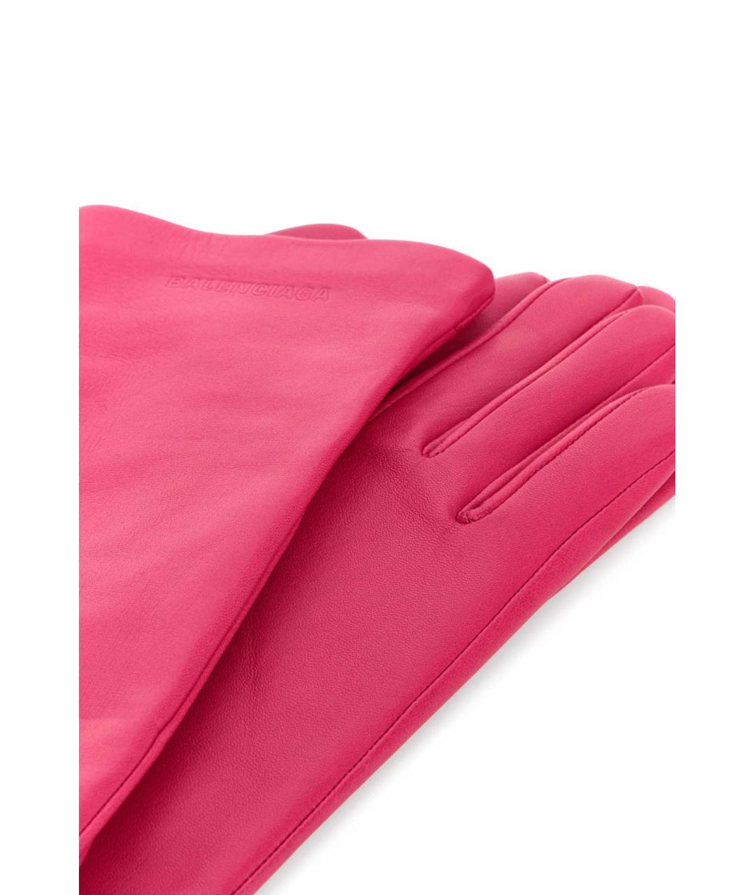 BALENCIAGA Фуксия кожаные перчатки, фото 2