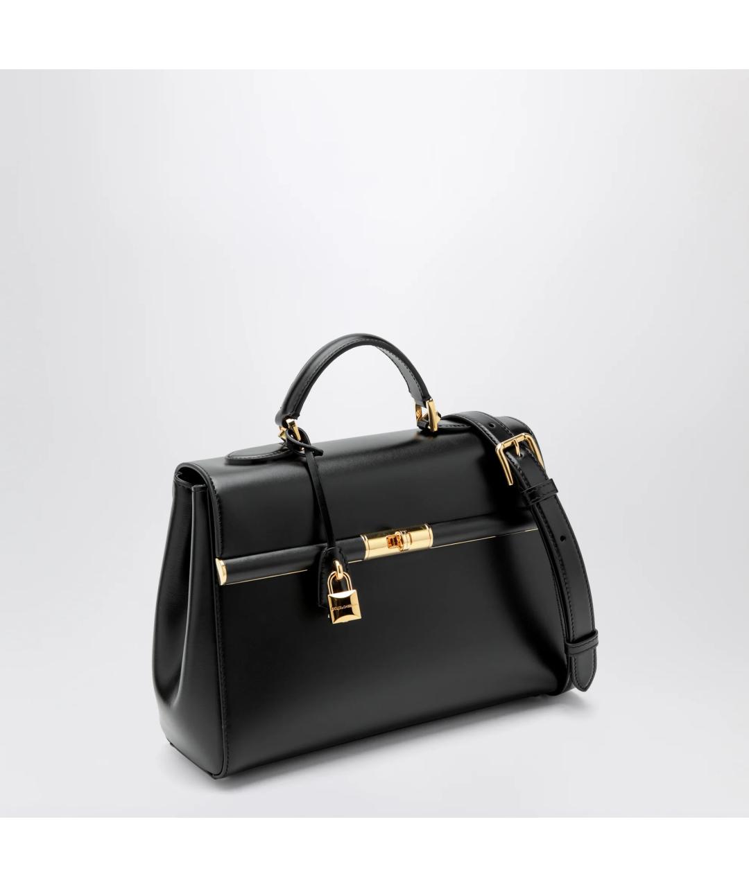 DOLCE&GABBANA Черная кожаная сумка с короткими ручками, фото 3