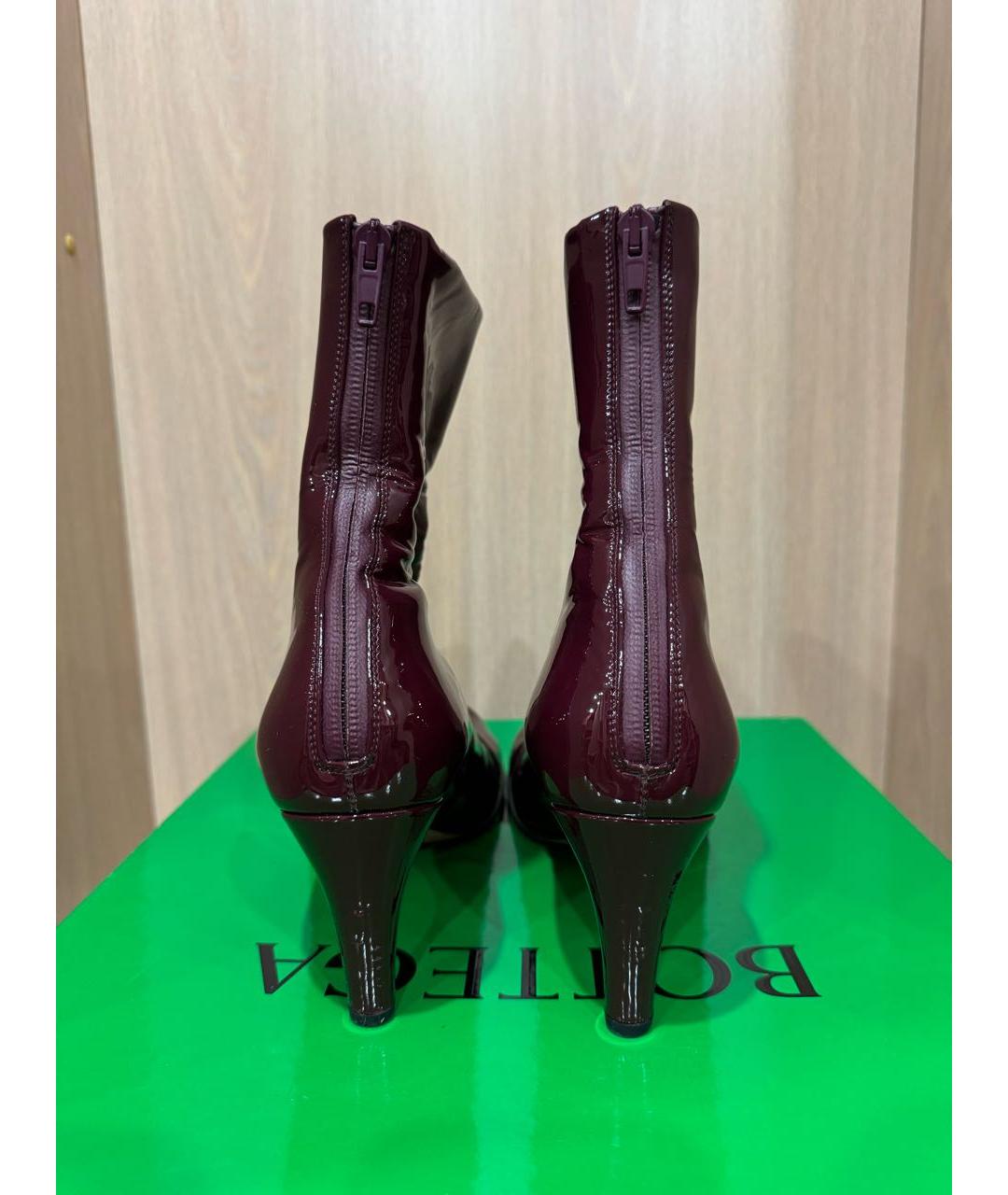 BOTTEGA VENETA Бордовые ботильоны из лакированной кожи, фото 4