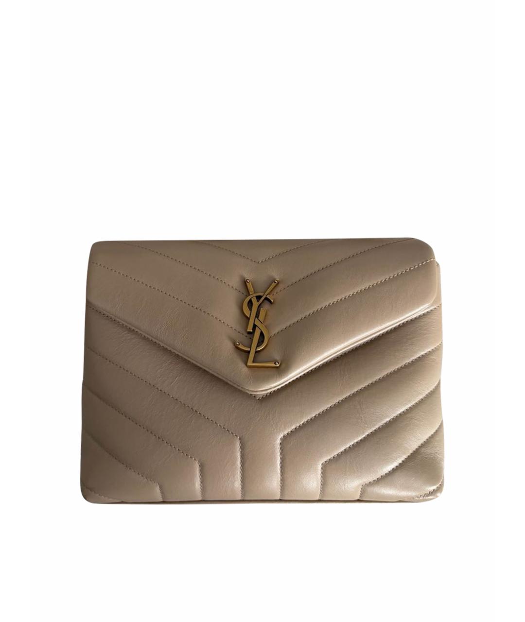 SAINT LAURENT Бежевая кожаная сумка через плечо, фото 1