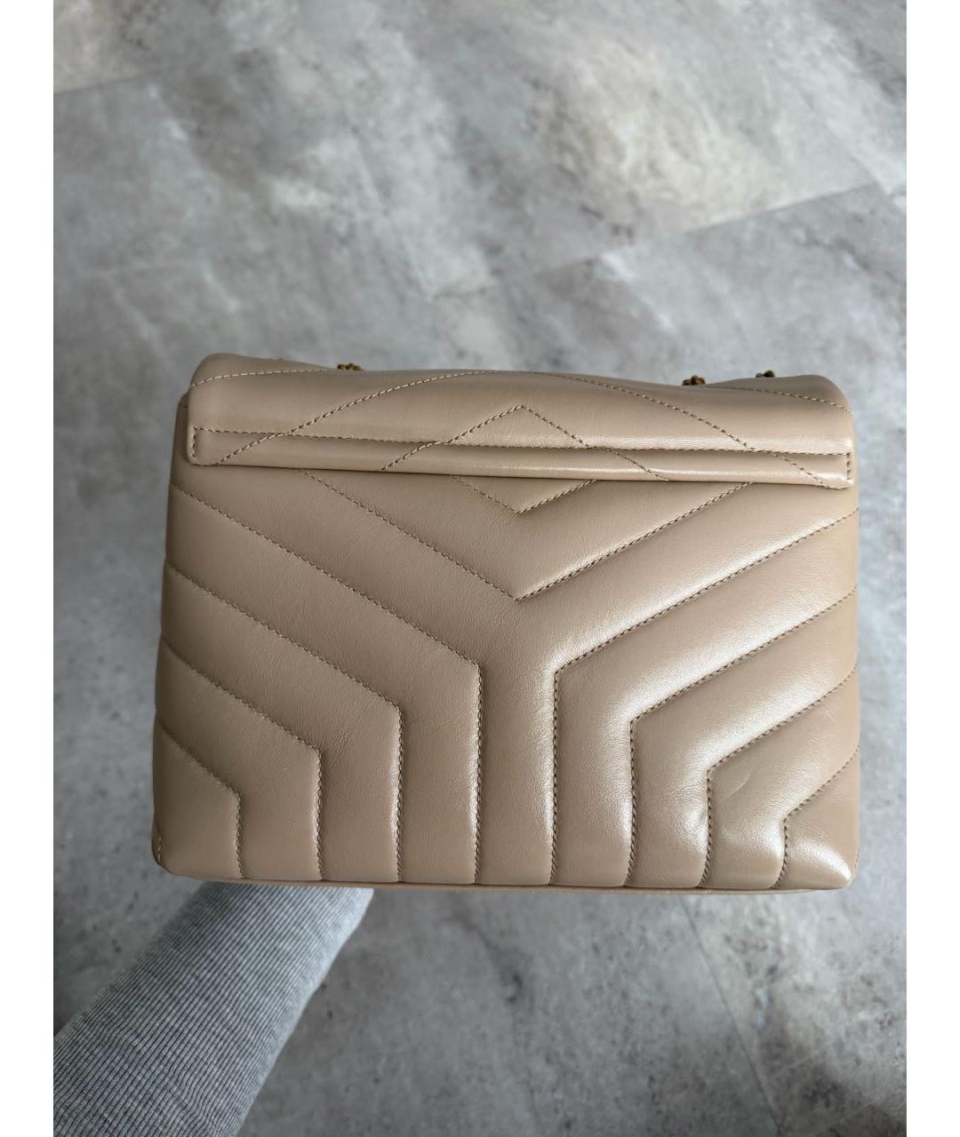 SAINT LAURENT Бежевая кожаная сумка через плечо, фото 3