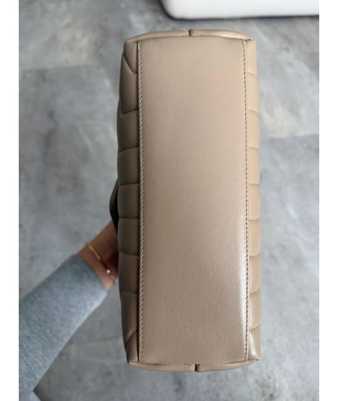 SAINT LAURENT Бежевая кожаная сумка через плечо, фото 4