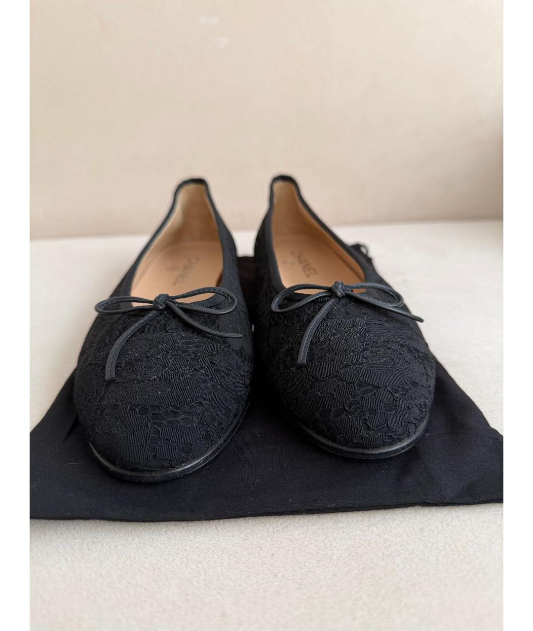 CHANEL Черные текстильные балетки, фото 2