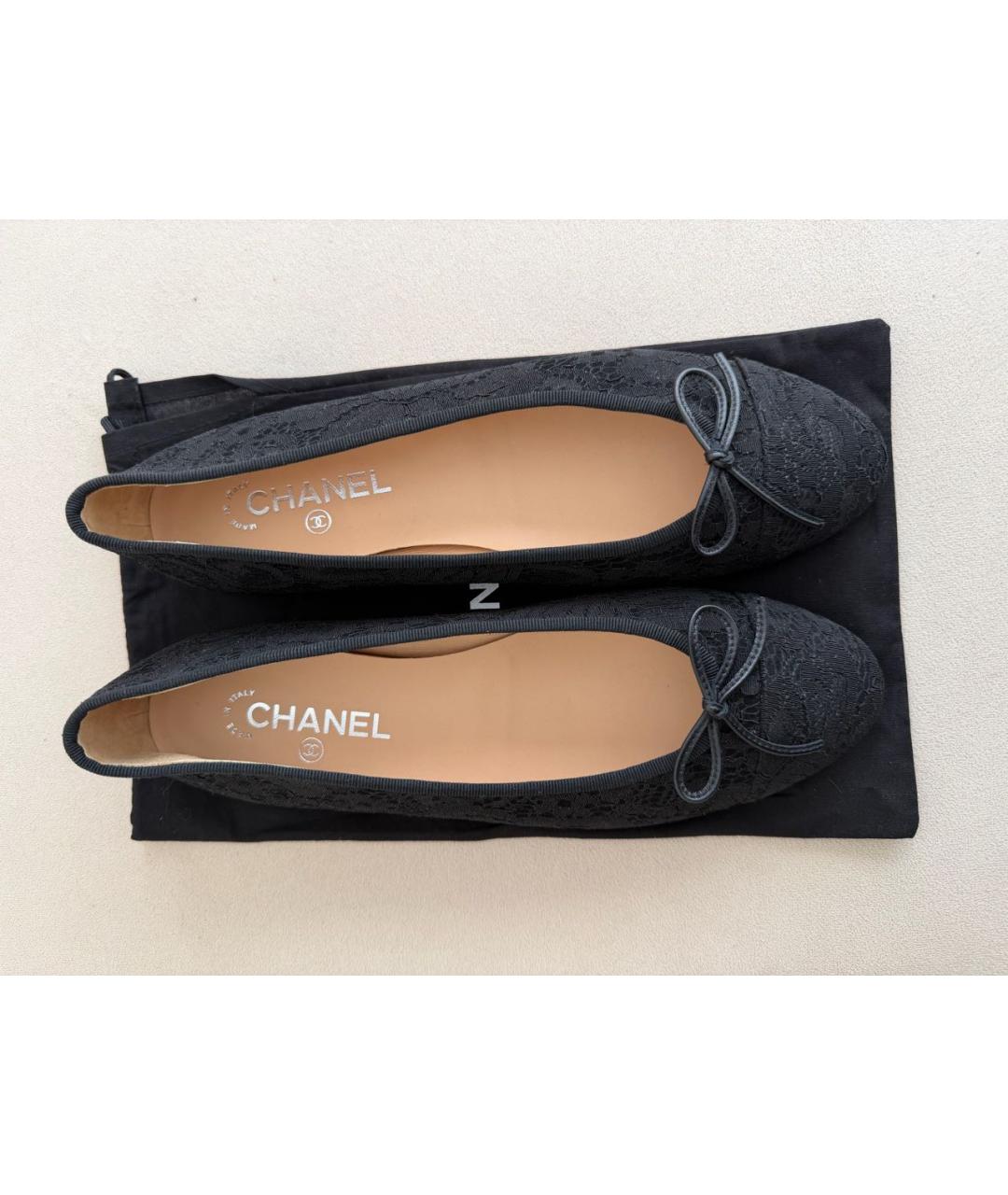 CHANEL Черные текстильные балетки, фото 3