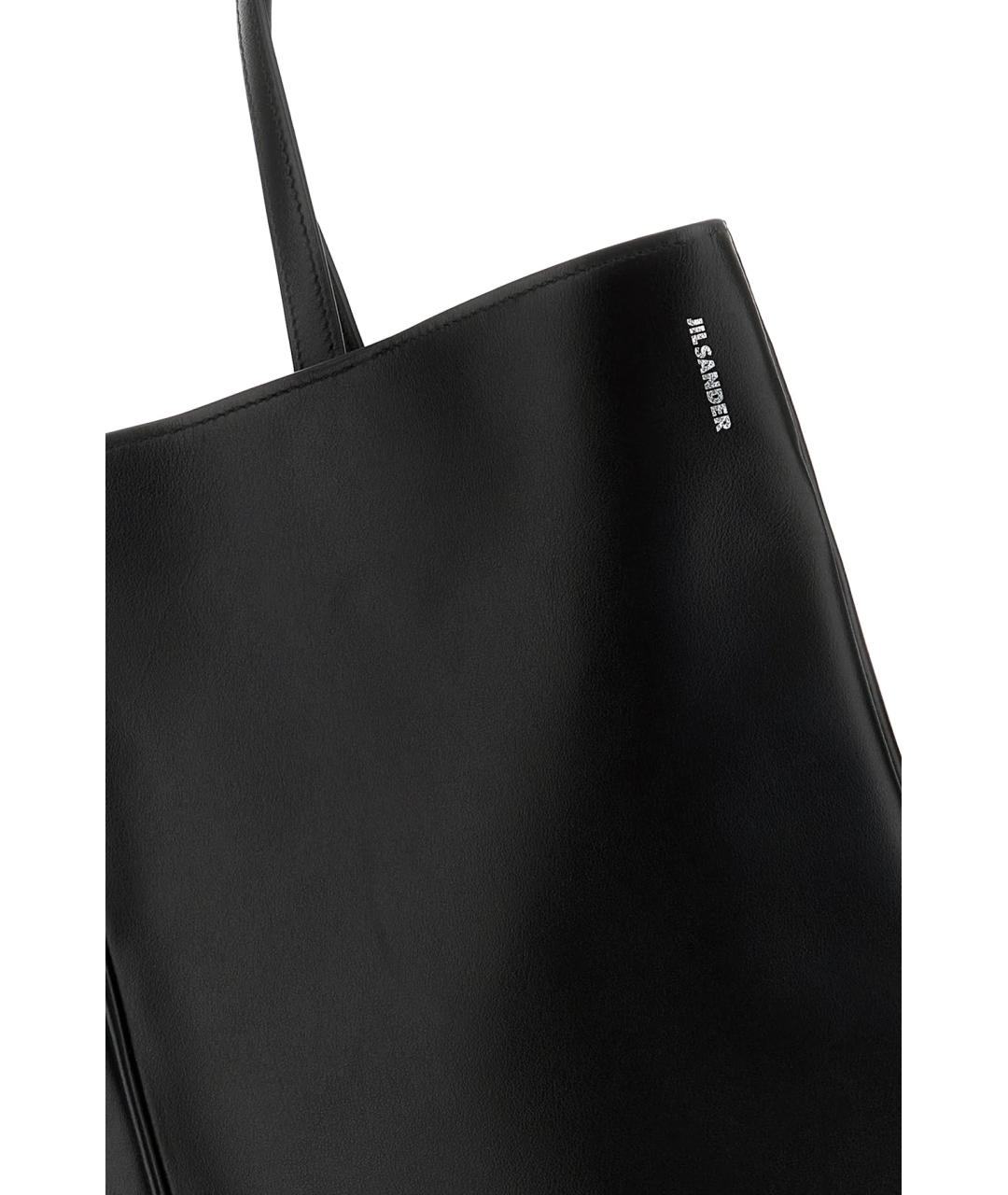 JIL SANDER Черная кожаная сумка тоут, фото 4