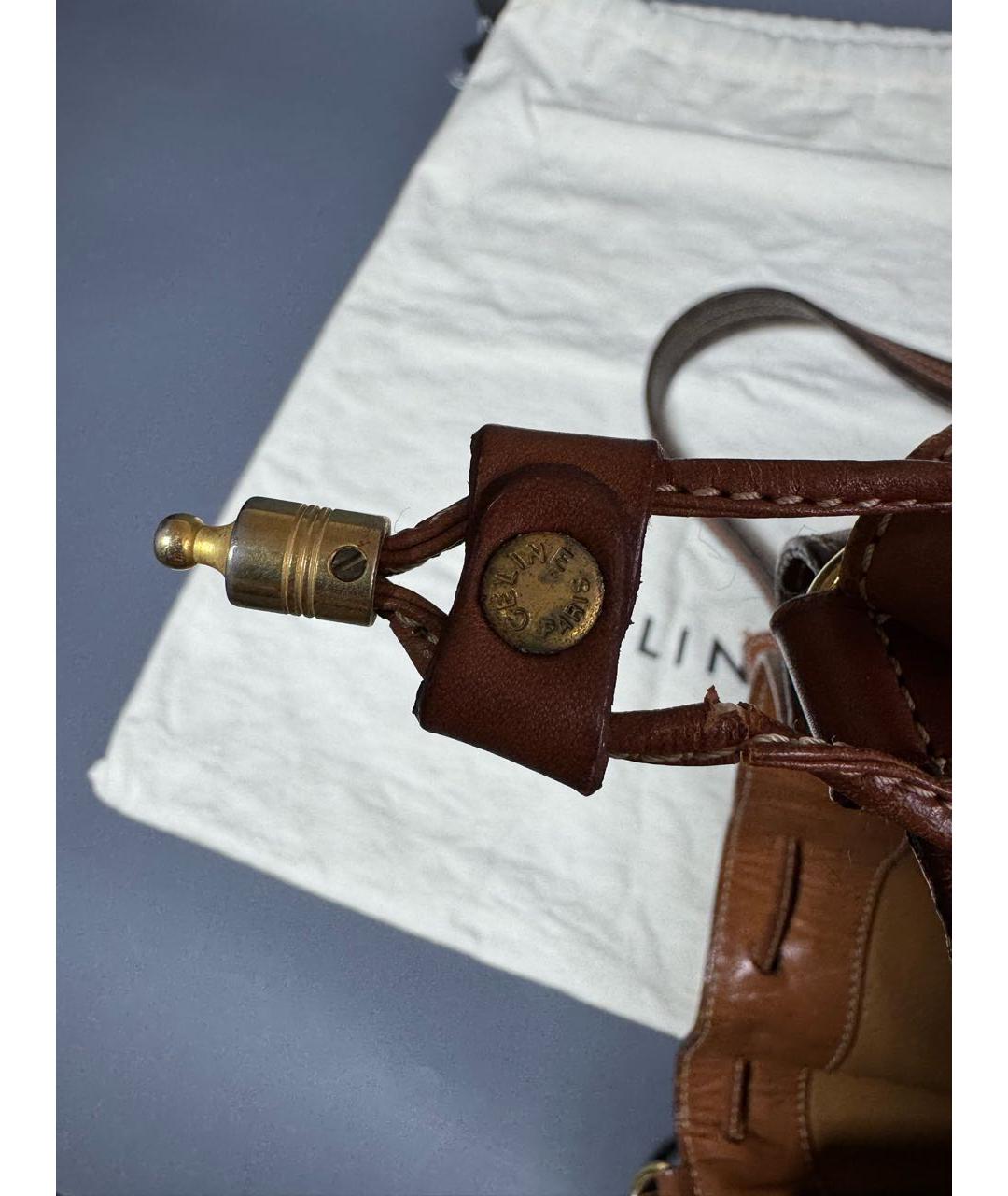 CELINE Коричневая кожаная сумка через плечо, фото 6