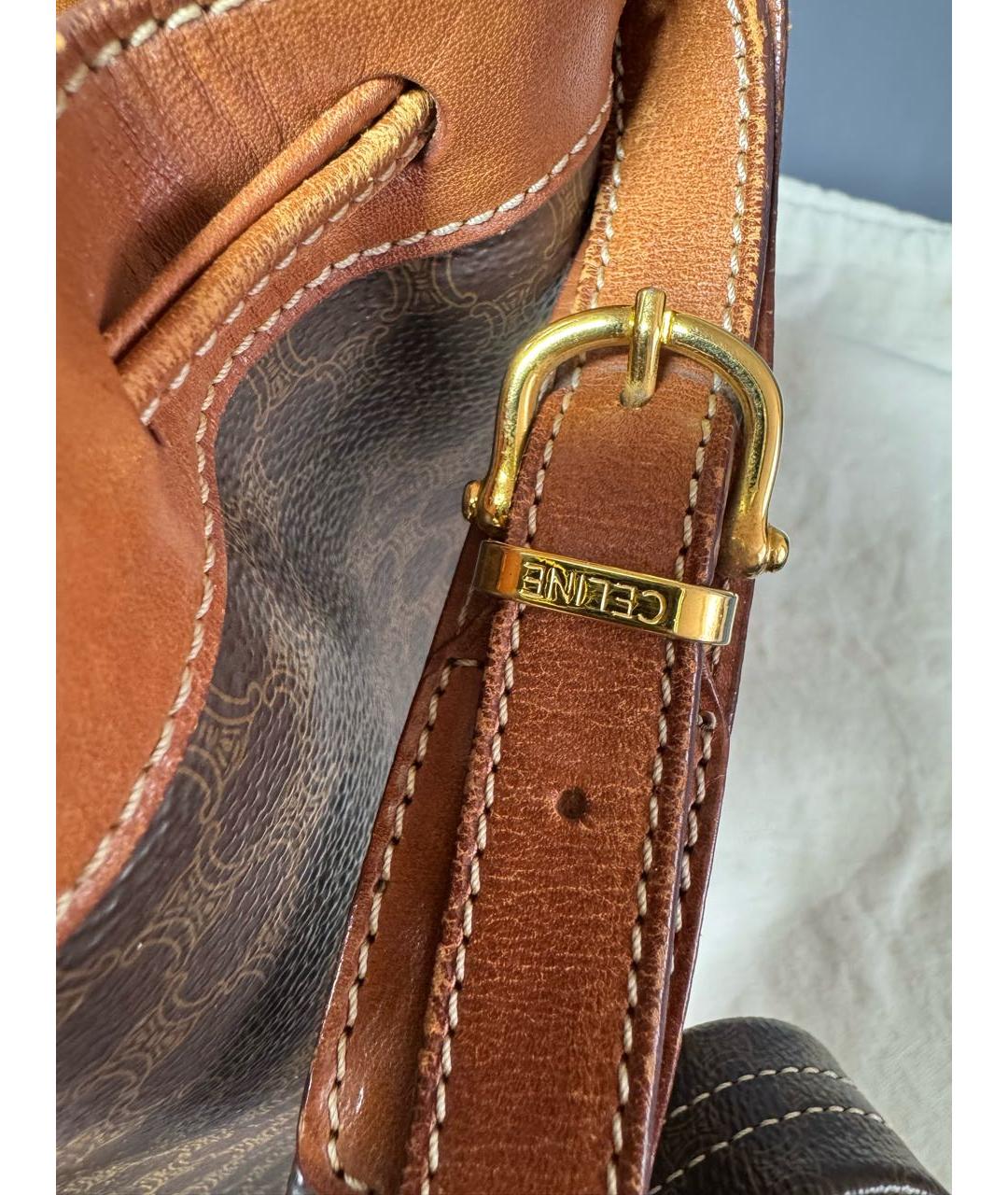 CELINE Коричневая кожаная сумка через плечо, фото 5