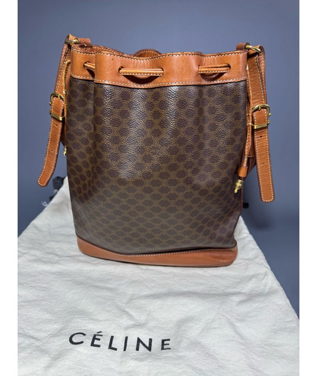 CELINE Коричневая кожаная сумка через плечо, фото 3