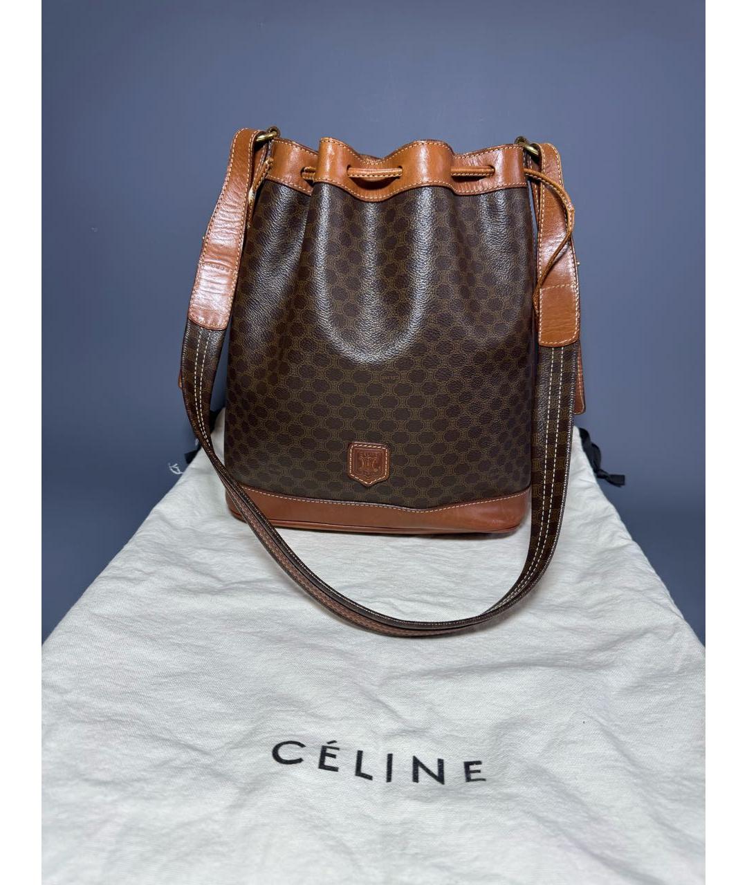 CELINE Коричневая кожаная сумка через плечо, фото 7