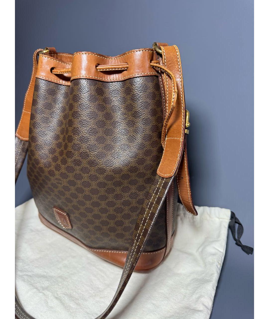 CELINE Коричневая кожаная сумка через плечо, фото 2