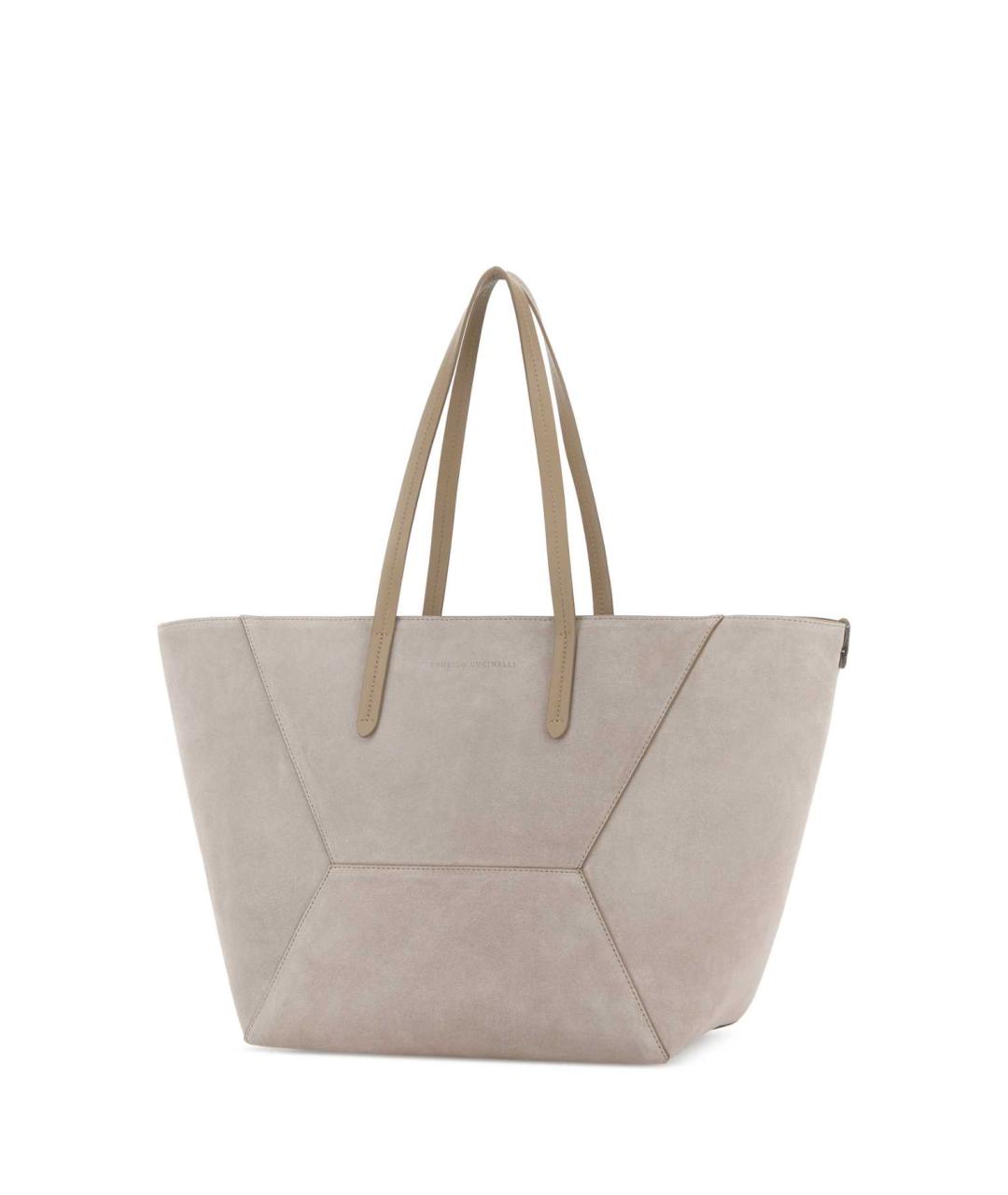 BRUNELLO CUCINELLI Серая замшевая сумка тоут, фото 2