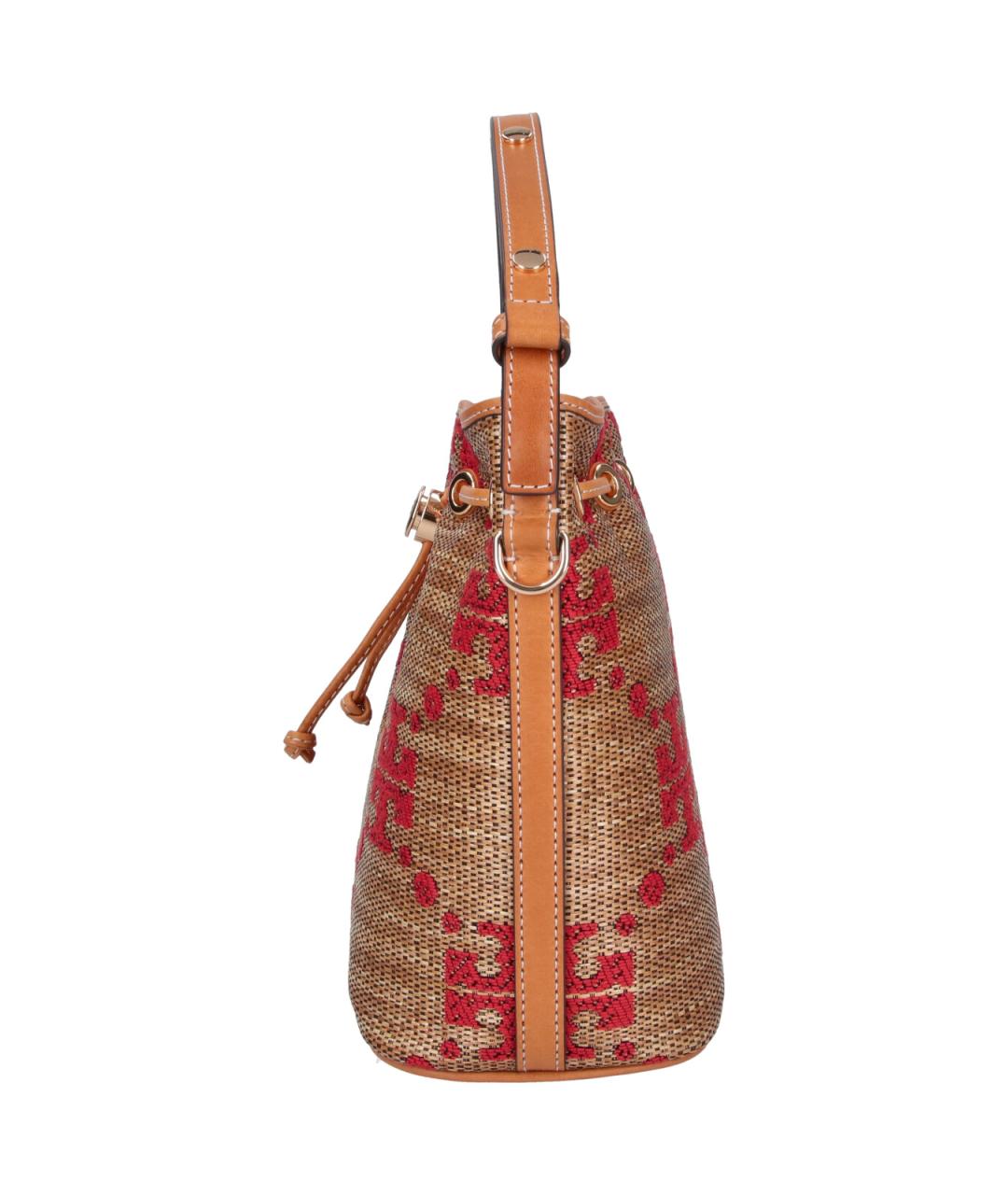 TORY BURCH Коричневая синтетическая сумка с короткими ручками, фото 5