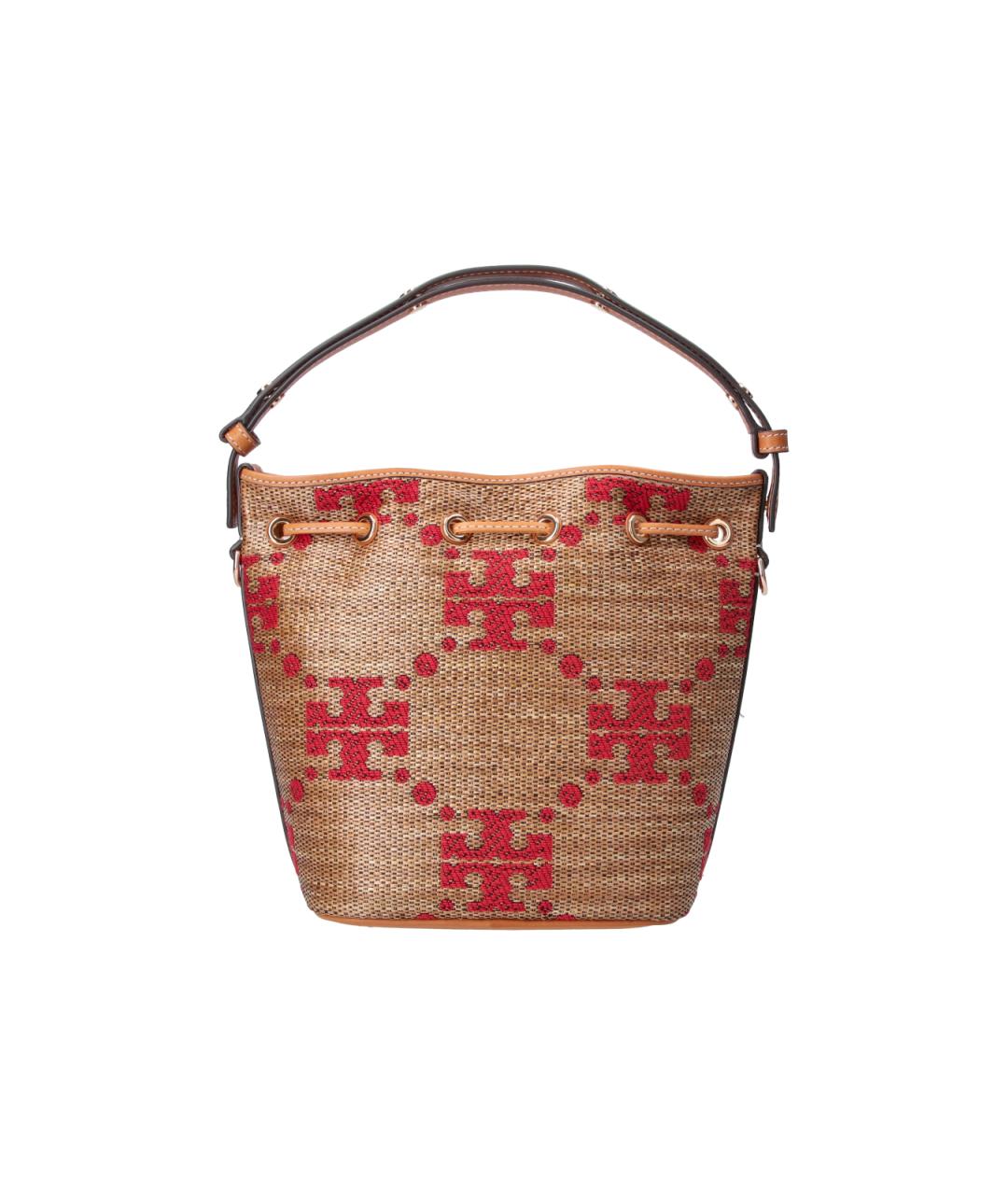 TORY BURCH Коричневая синтетическая сумка с короткими ручками, фото 3