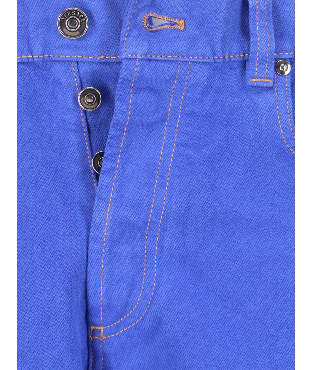 VERSACE Синие хлопковые прямые джинсы, фото 5