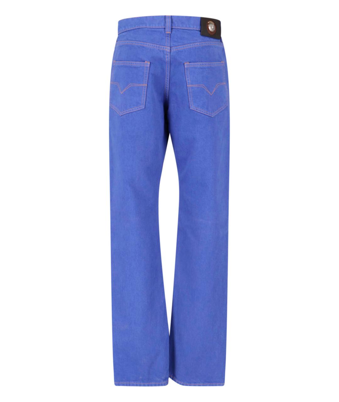VERSACE Синие хлопковые прямые джинсы, фото 2