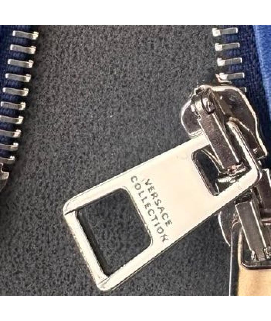 VERSACE COLLECTION Синяя кожаная куртка, фото 4