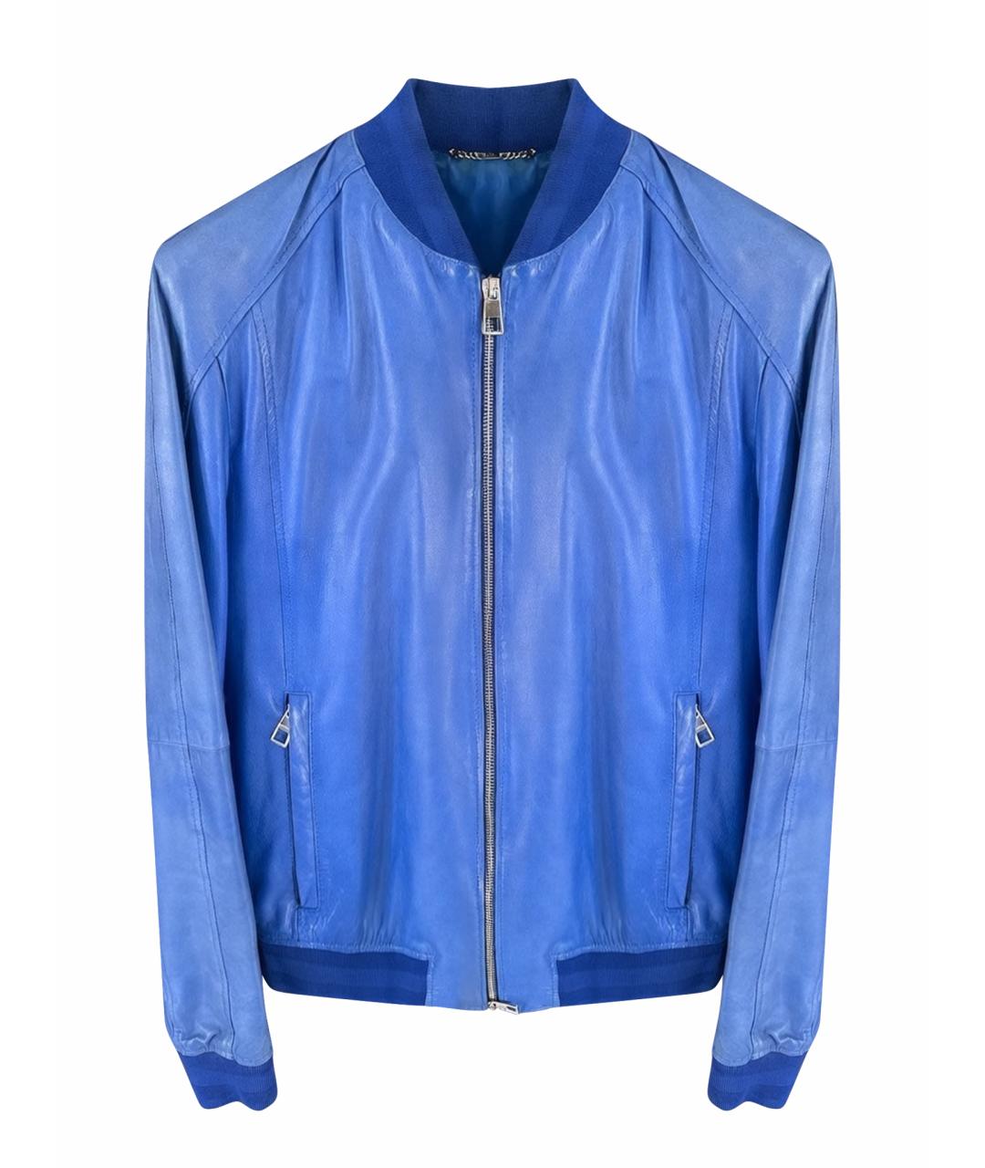 VERSACE COLLECTION Синяя кожаная куртка, фото 1